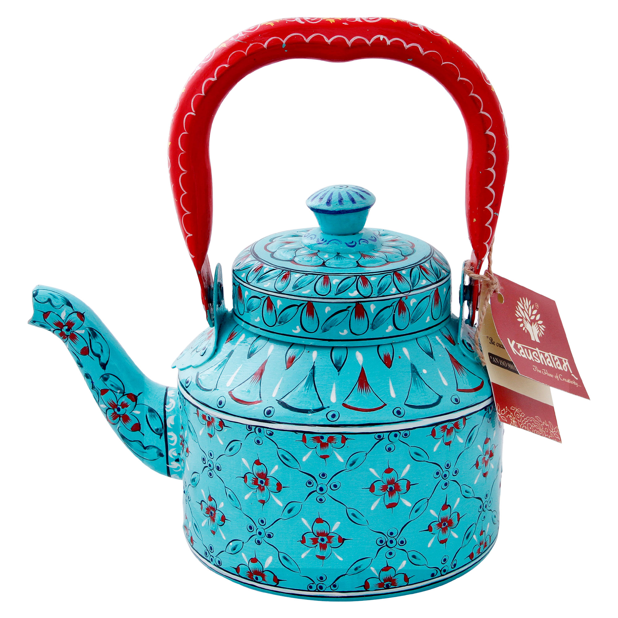 Stainless Steel Tea Kettle with Colorful Indian Art – Induction Compatible: Sahar