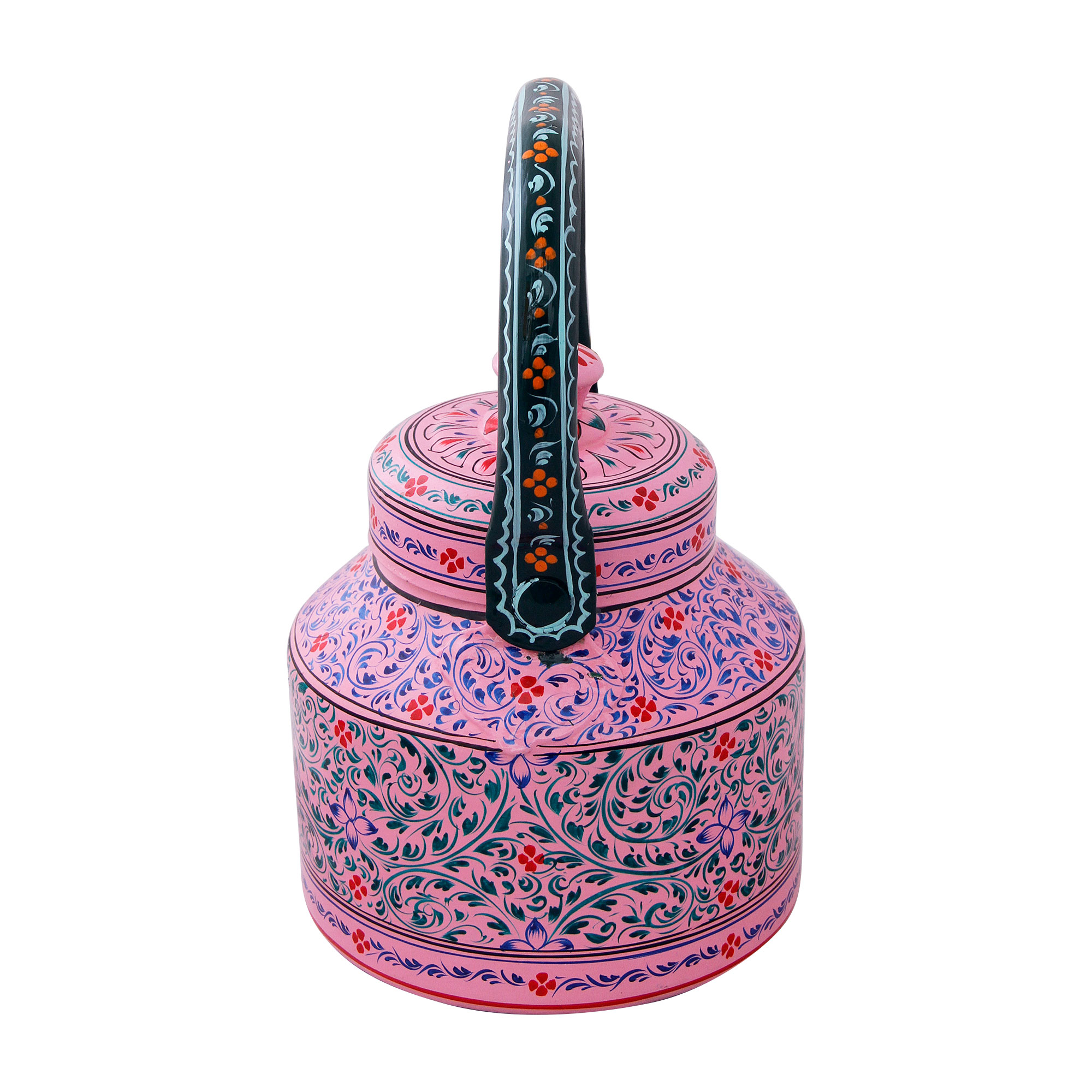 Handcrafted Stainless Steel Tea Kettle with Traditional Indian Paintings – The pink City