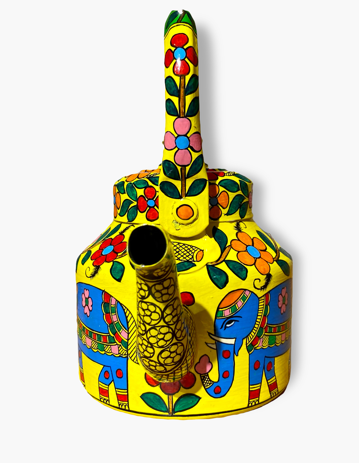 Hand-Painted Tea Kettle : Blue Elephant
