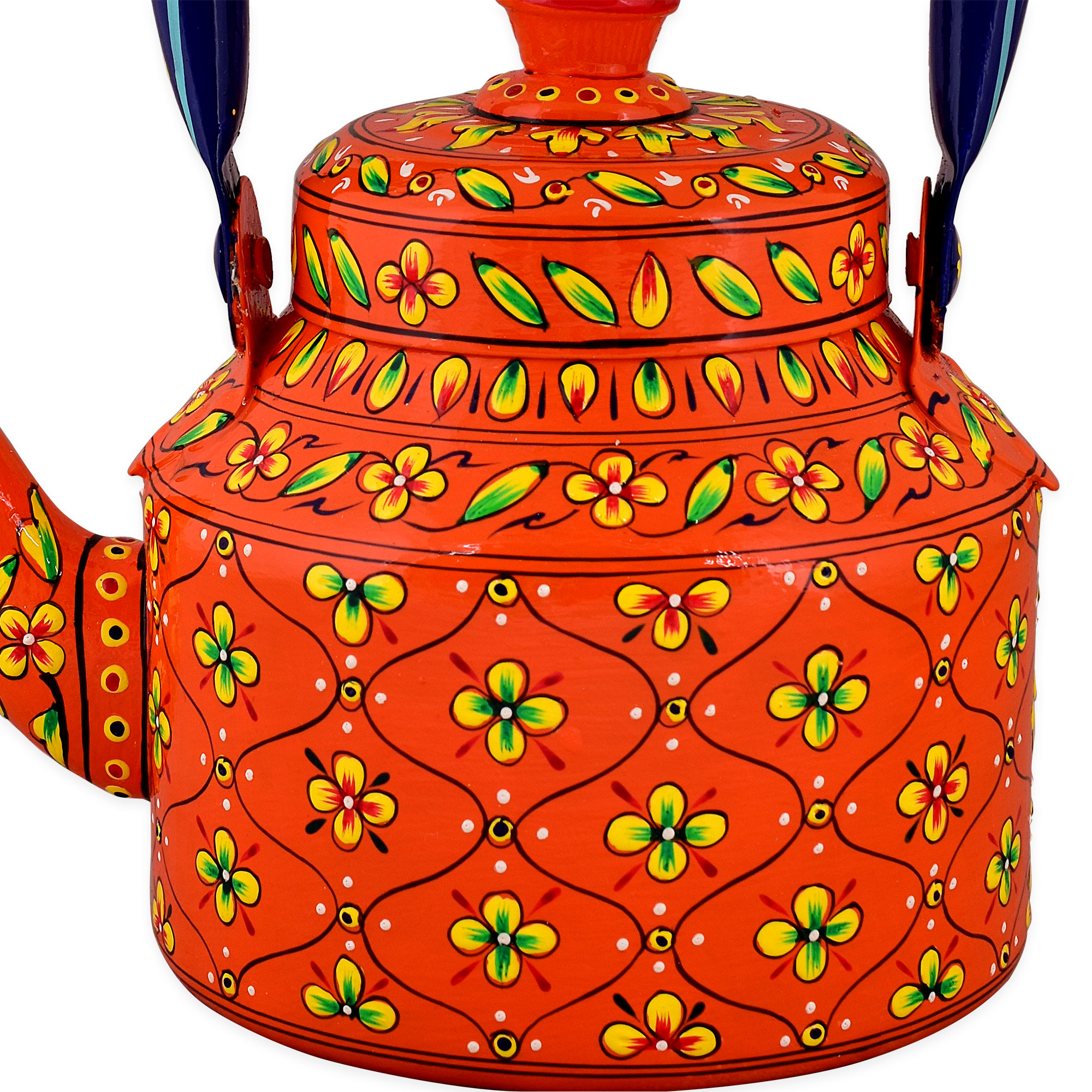 Tea Kettle with Intricate Hand-Painted Indian Art – Induction Safe: