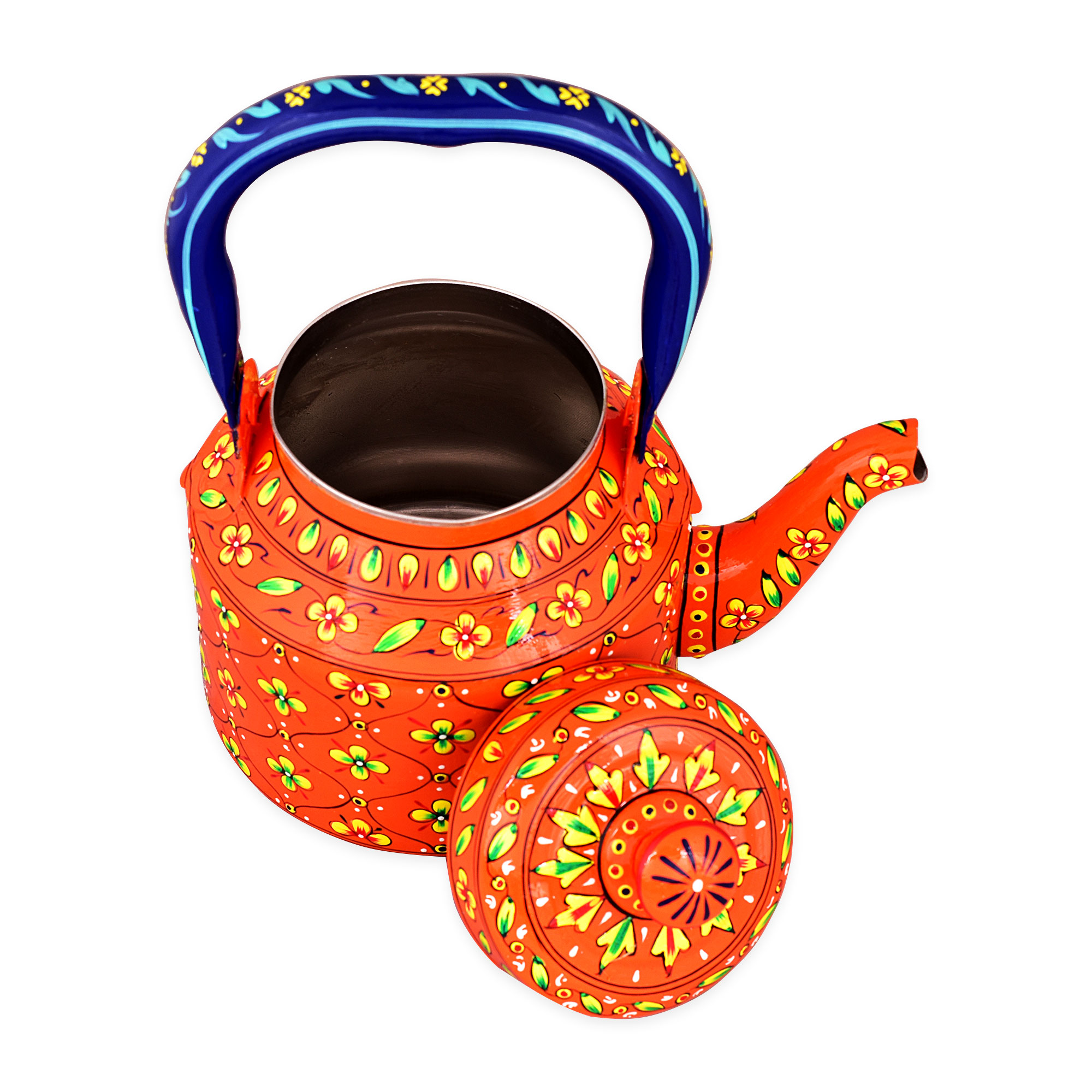 Tea Kettle with Intricate Hand-Painted Indian Art – Induction Safe: