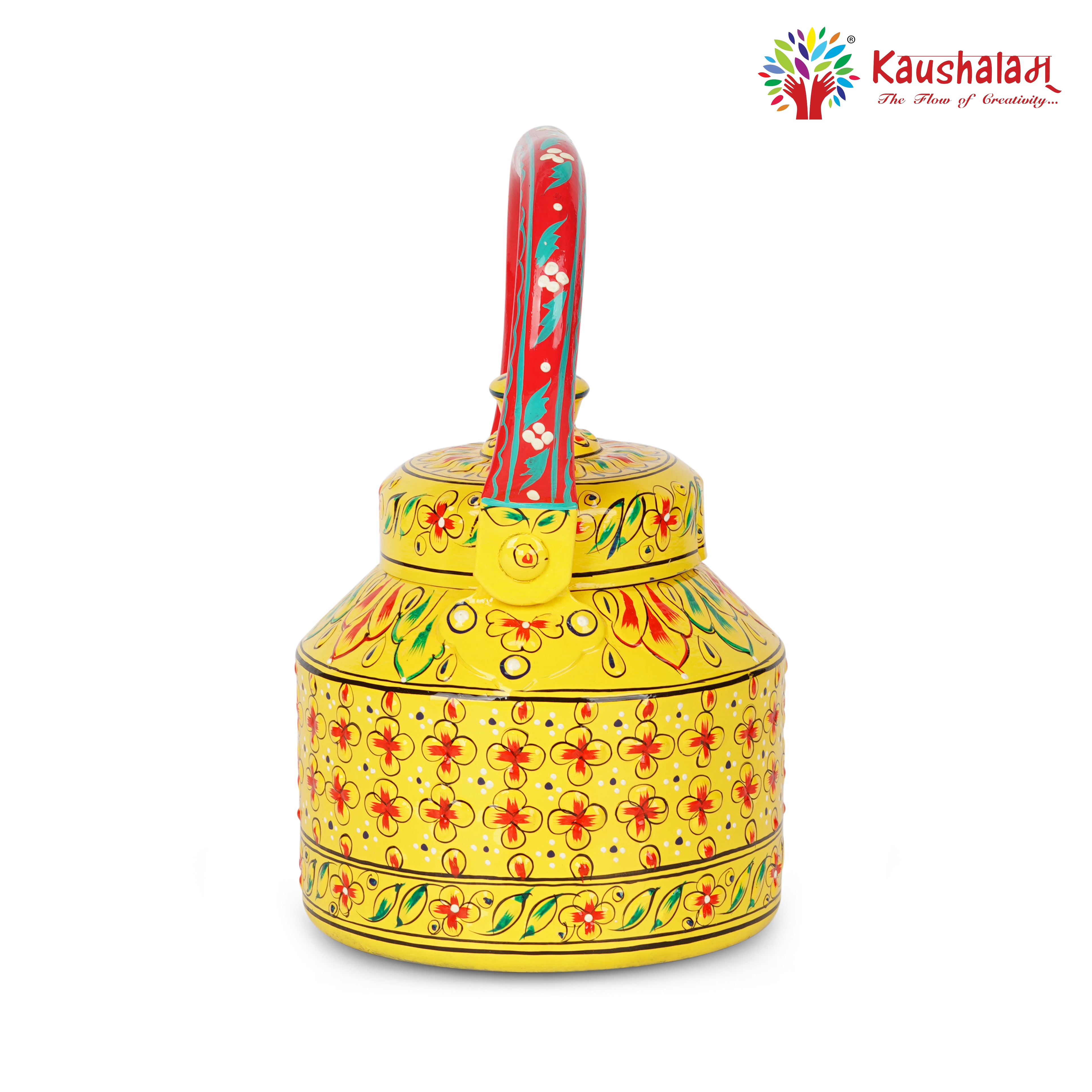 Hand-Painted Stainless Steel Tea Kettle – Traditional Indian Design, Induction Compatible: Noori - The Shinning Beauty