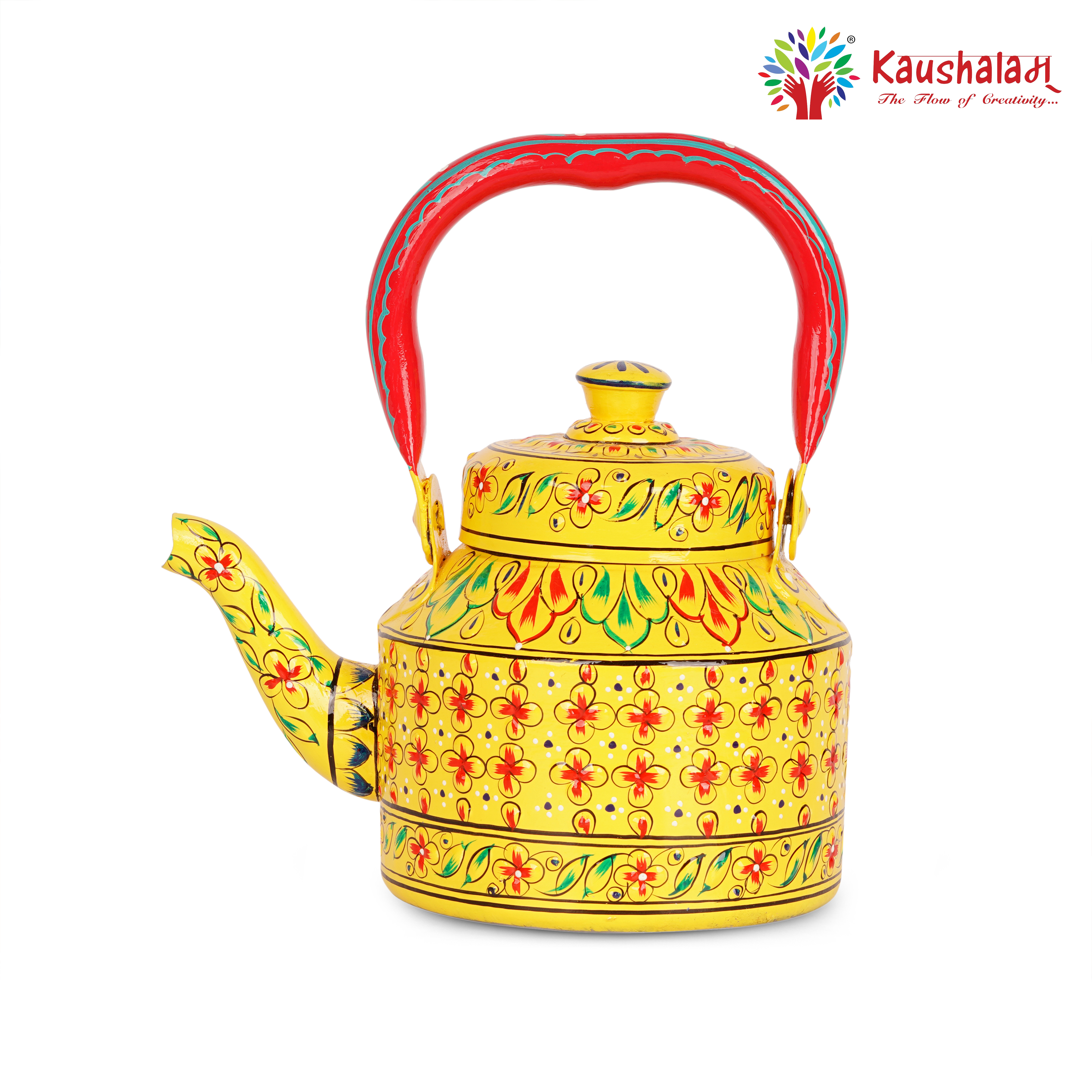 Hand-Painted Stainless Steel Tea Kettle – Traditional Indian Design, Induction Compatible: Noori - The Shinning Beauty
