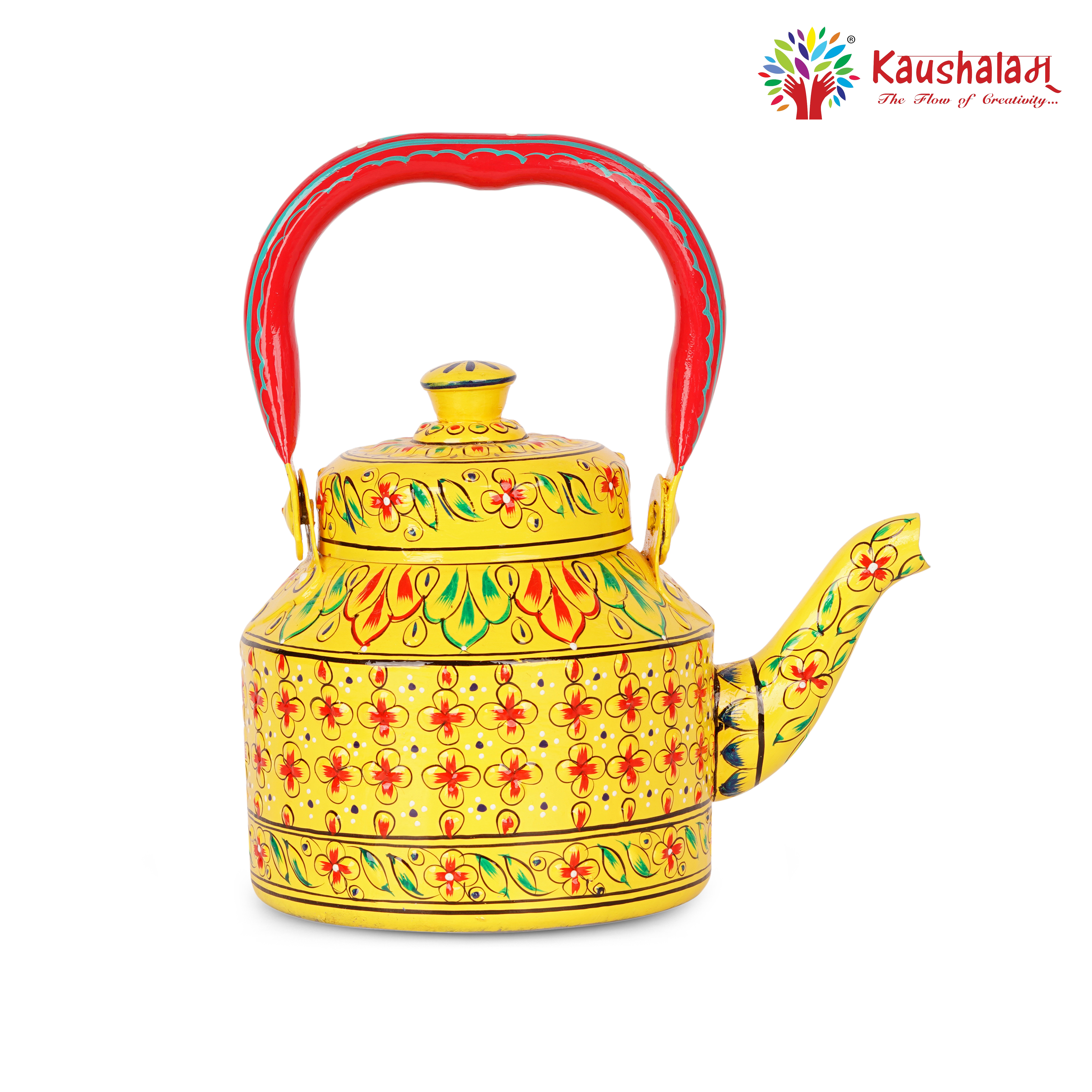 Hand-Painted Stainless Steel Tea Kettle – Traditional Indian Design, Induction Compatible: Noori - The Shinning Beauty