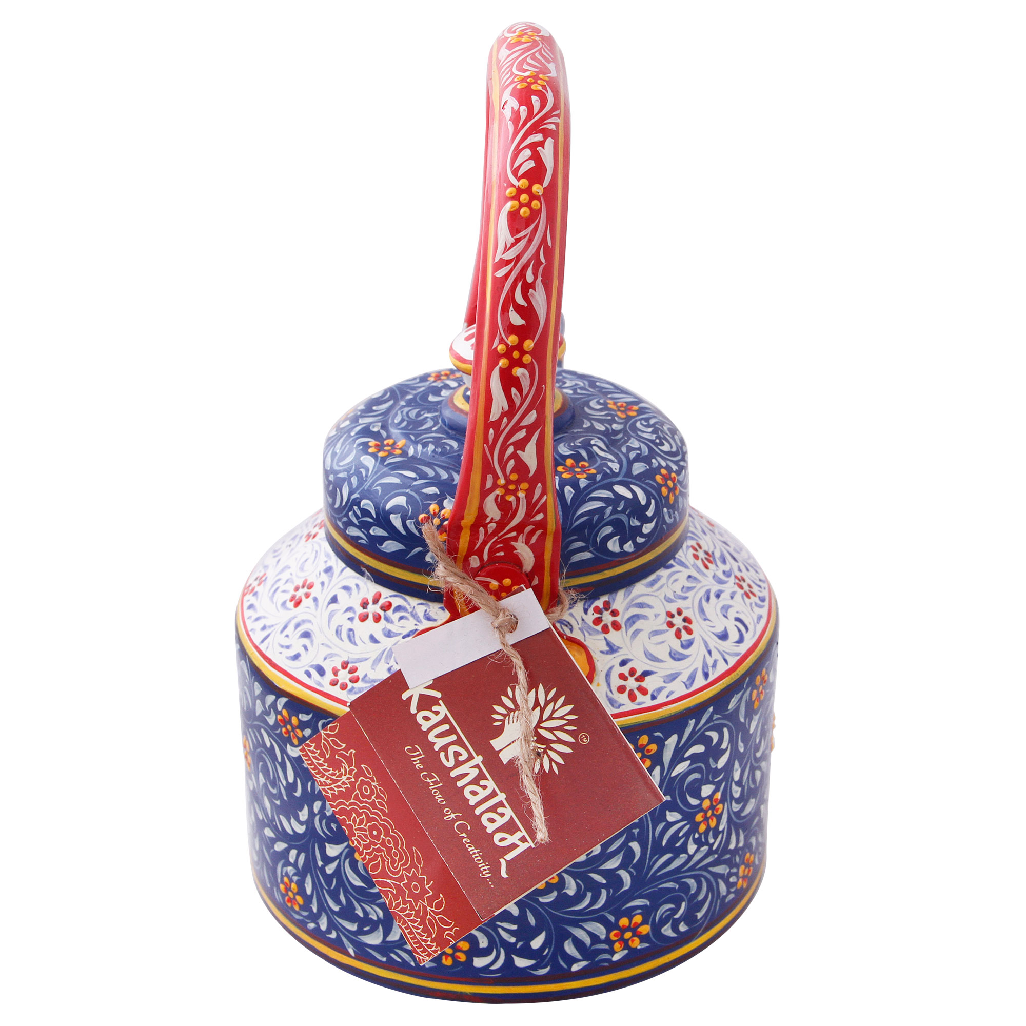 Decorative Hand-Painted Stainless Steel Tea Kettle with Indian Art – Induction Ready