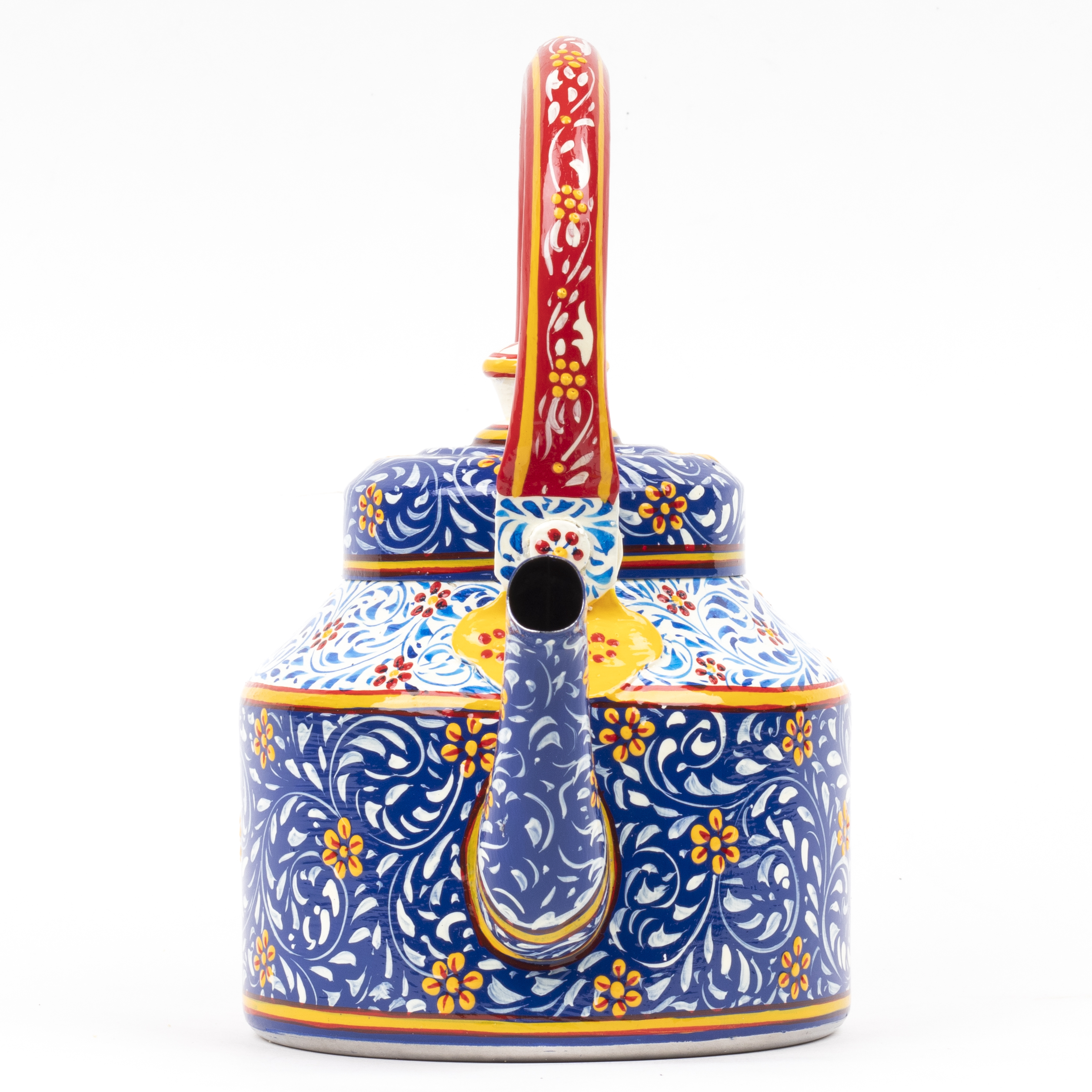 Decorative Hand-Painted Stainless Steel Tea Kettle with Indian Art – Induction Ready
