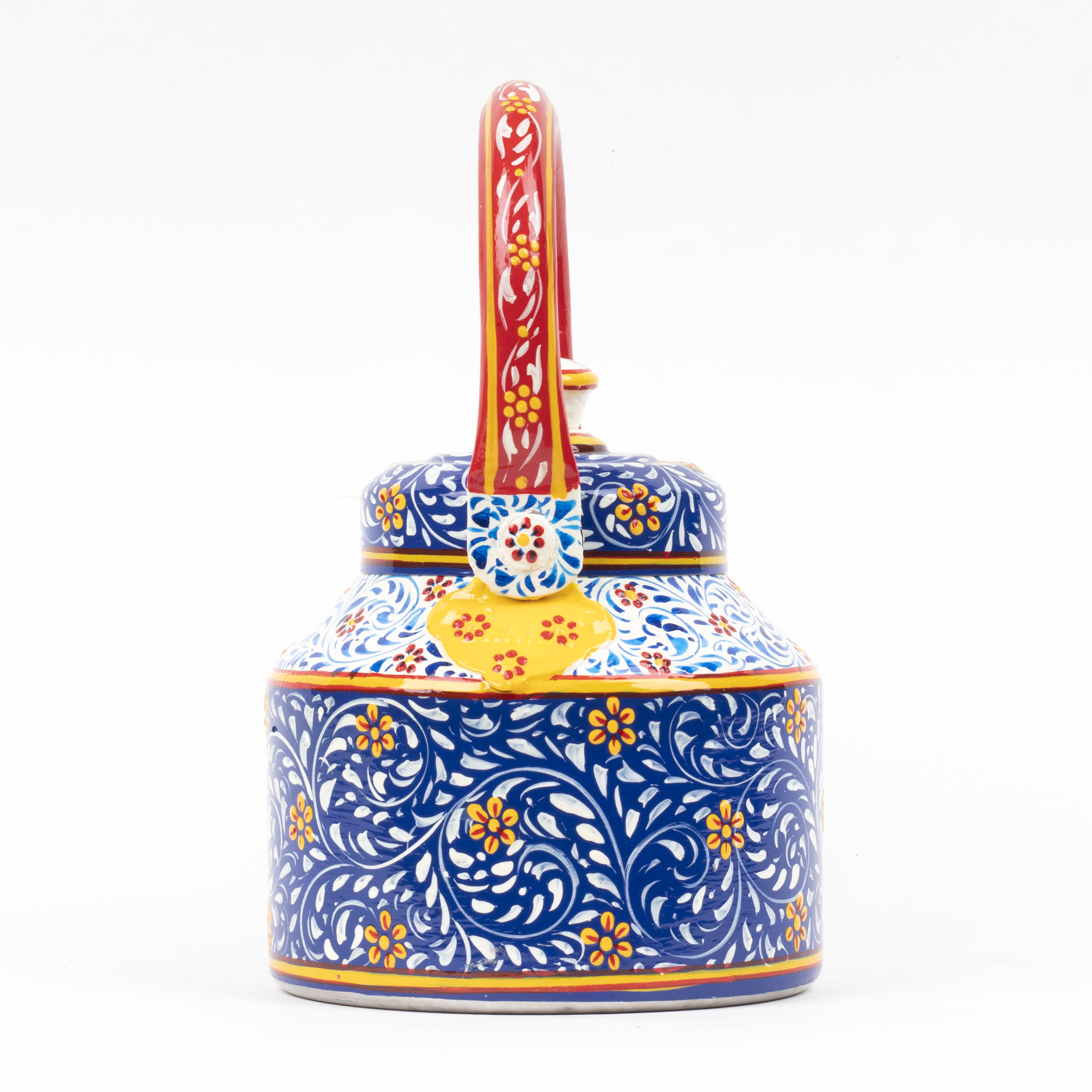 Decorative Hand-Painted Stainless Steel Tea Kettle with Indian Art – Induction Ready
