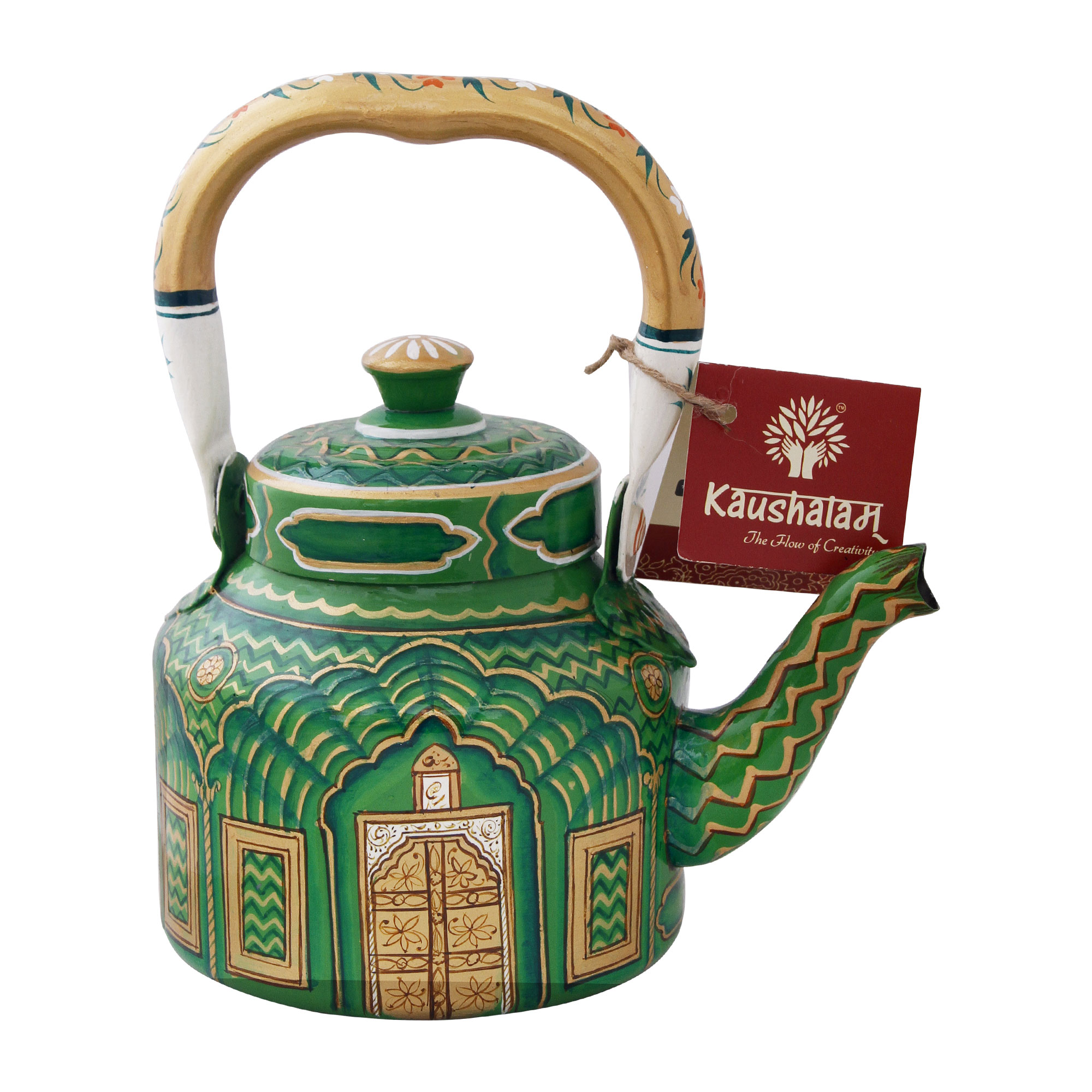 Induction Safe Tea Kettle – Hand-Painted by Artisans in Classic Indian Art Forms: Amber Fort