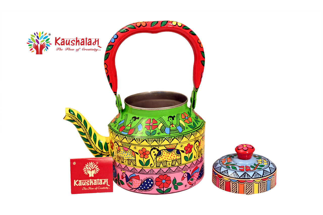 Hand Painted Folk Art Tea Kettle – Celebration