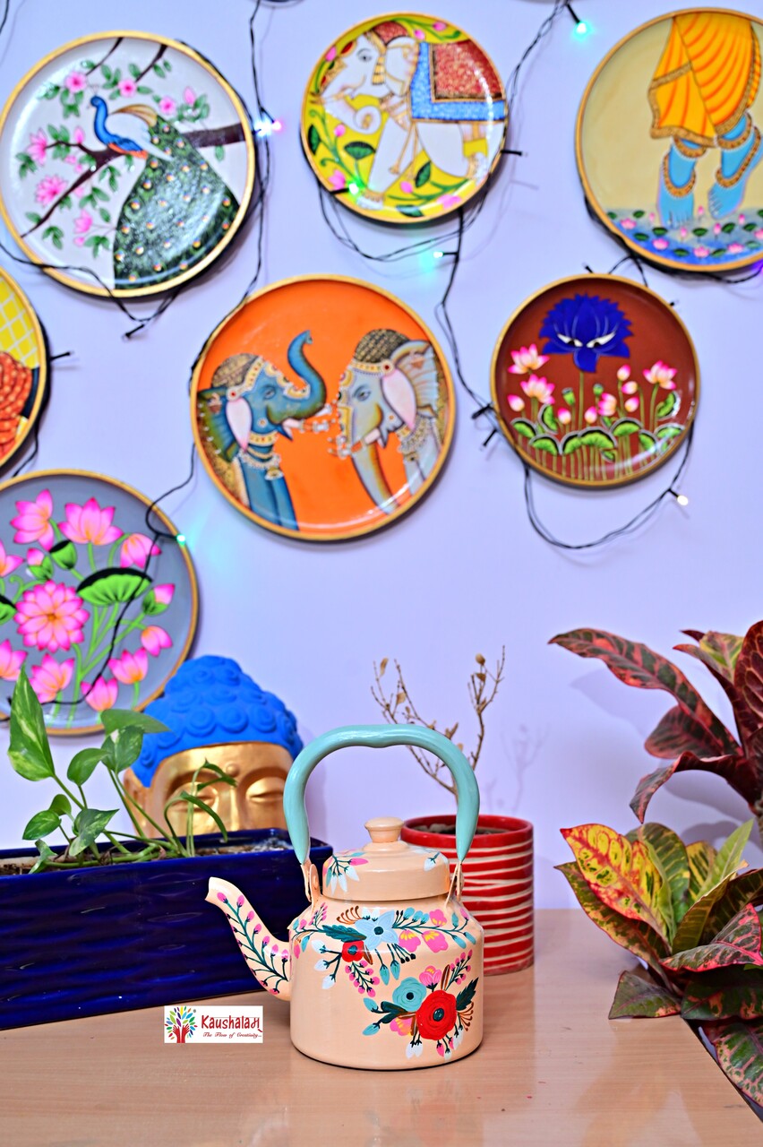 Tea Kettle with Hand-Painted Indian Art – Bloomsbury Floral