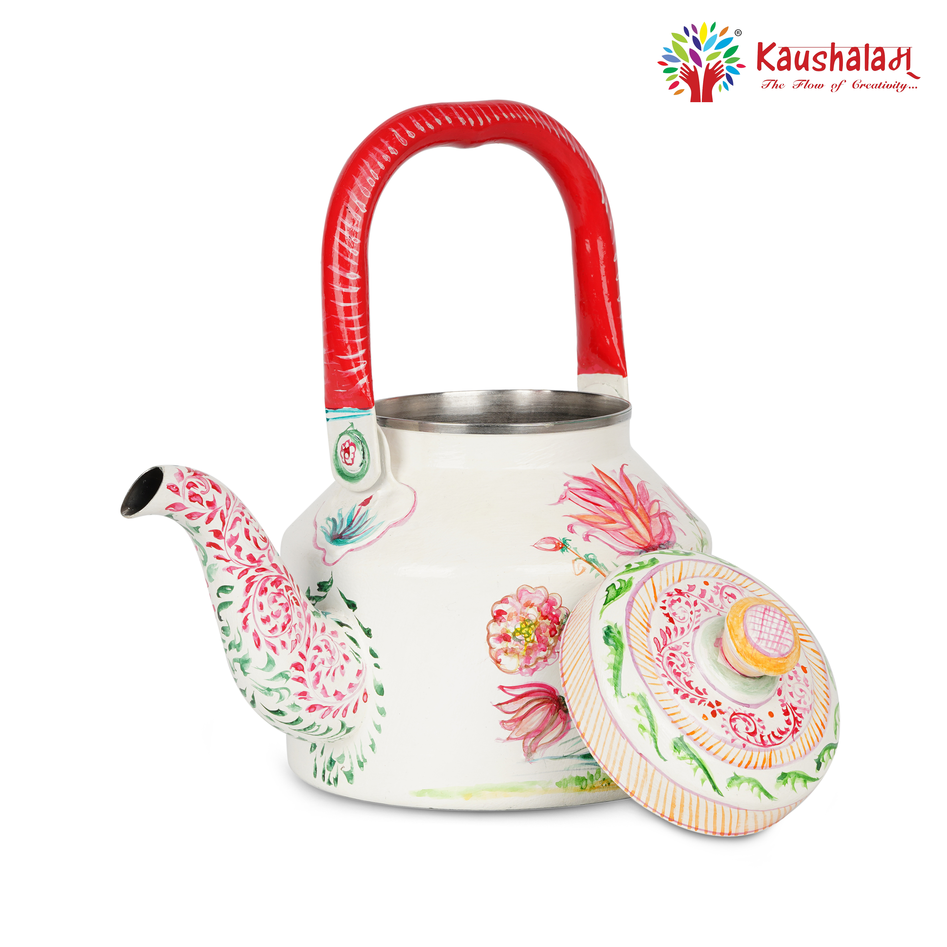 Tea Kettle with Hand-Painted Indian Art – Komal - Delicate