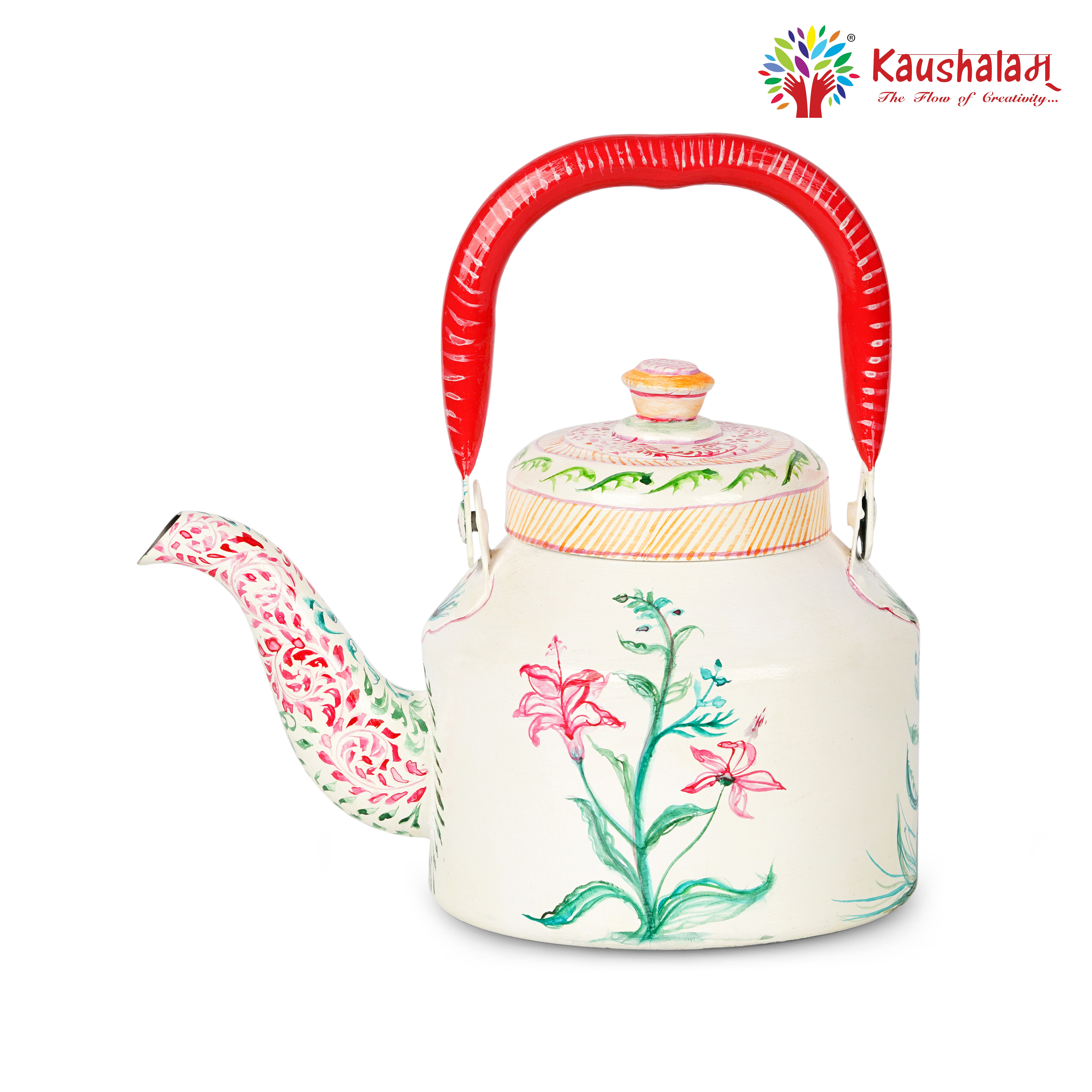 Tea Kettle with Hand-Painted Indian Art – Komal - Delicate