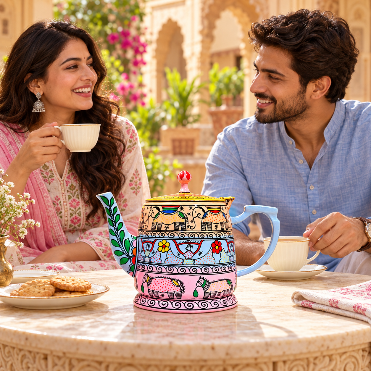 Hand Painted Tea Pot: Celebration