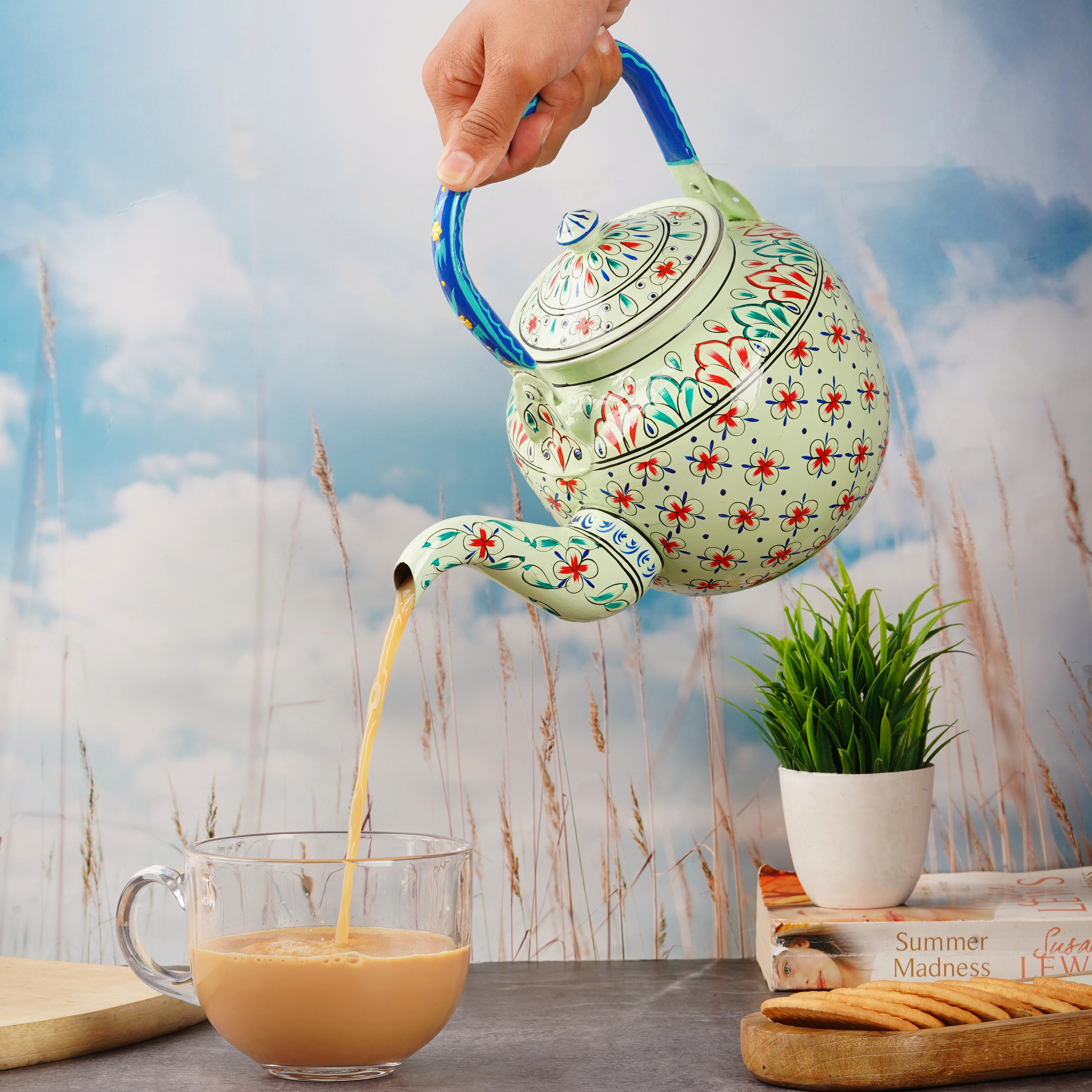 Hand-Painted Tea Kettle -SURAMYA (Beautiful)