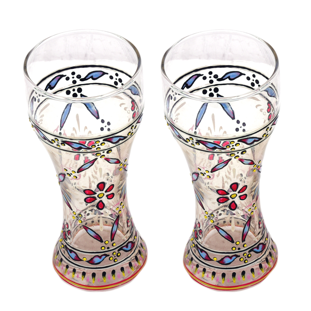 Hand Painted Pilsner Beer Glasses Set of 2, 320 ML
