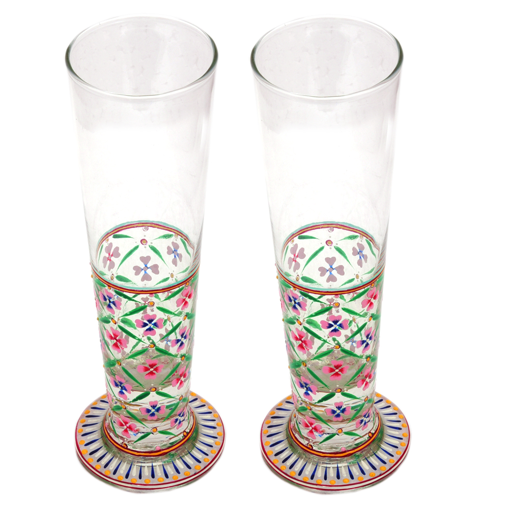 Hand Painted Tall Beer Glass Set of 2 : Dreamer