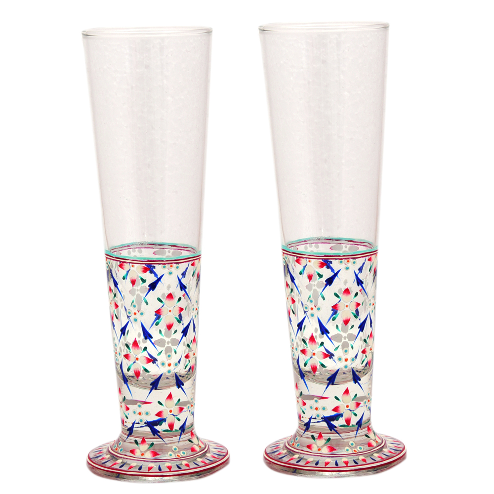 Hand Painted Tall Beer Glass Set of 2 : Bloom