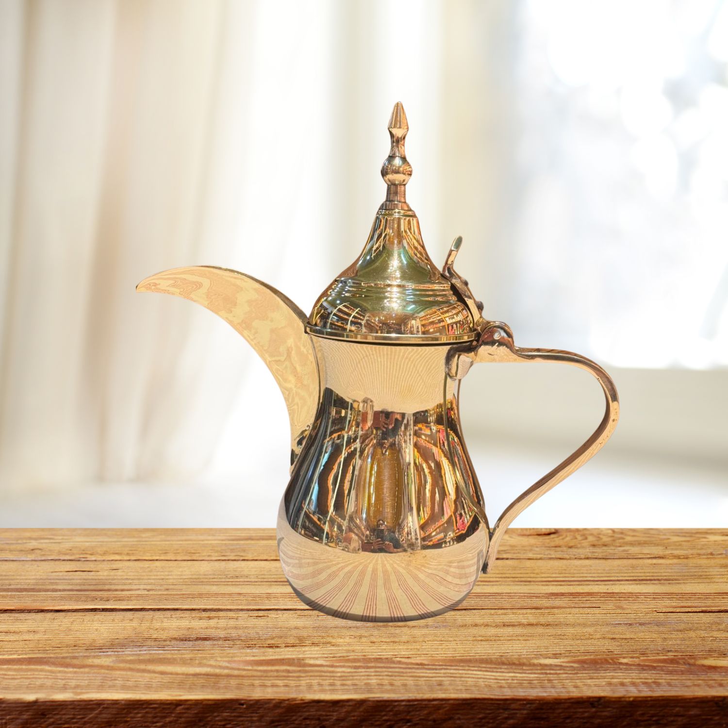 Arabic Brass Coffee Pot (Dallah) – Handcrafted Pure Brass Coffee Server | Traditional Middle Eastern Serveware