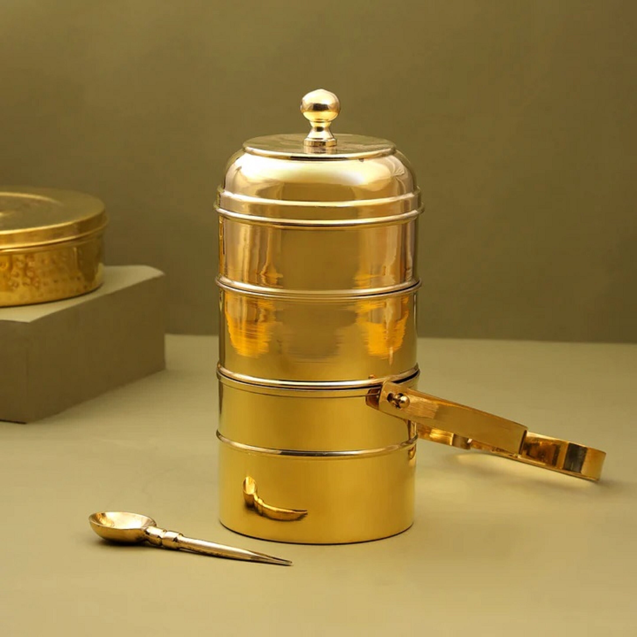 Brass 3 Tier Lunch Box