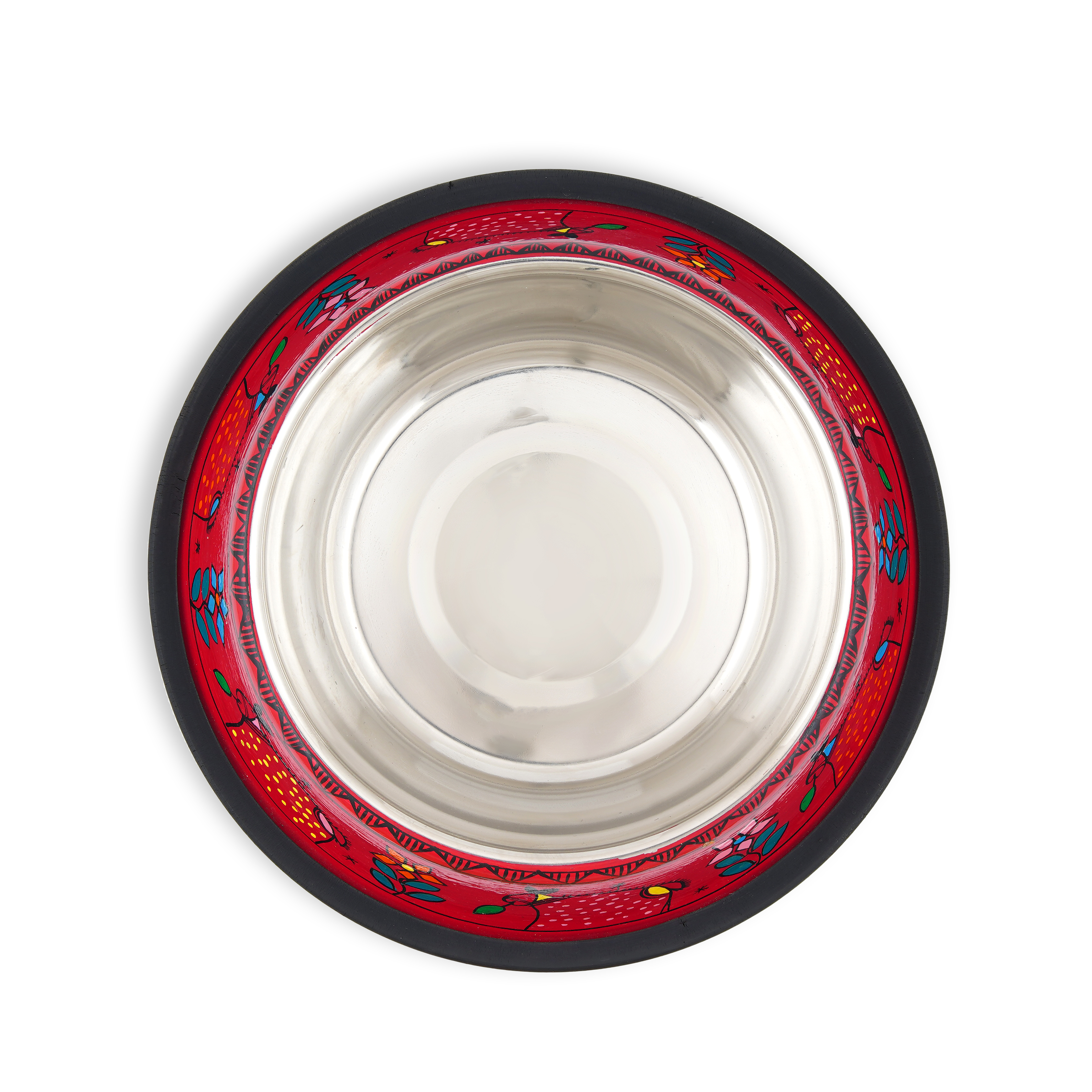 Hand Painted Pet Food Bowl: Red Animal