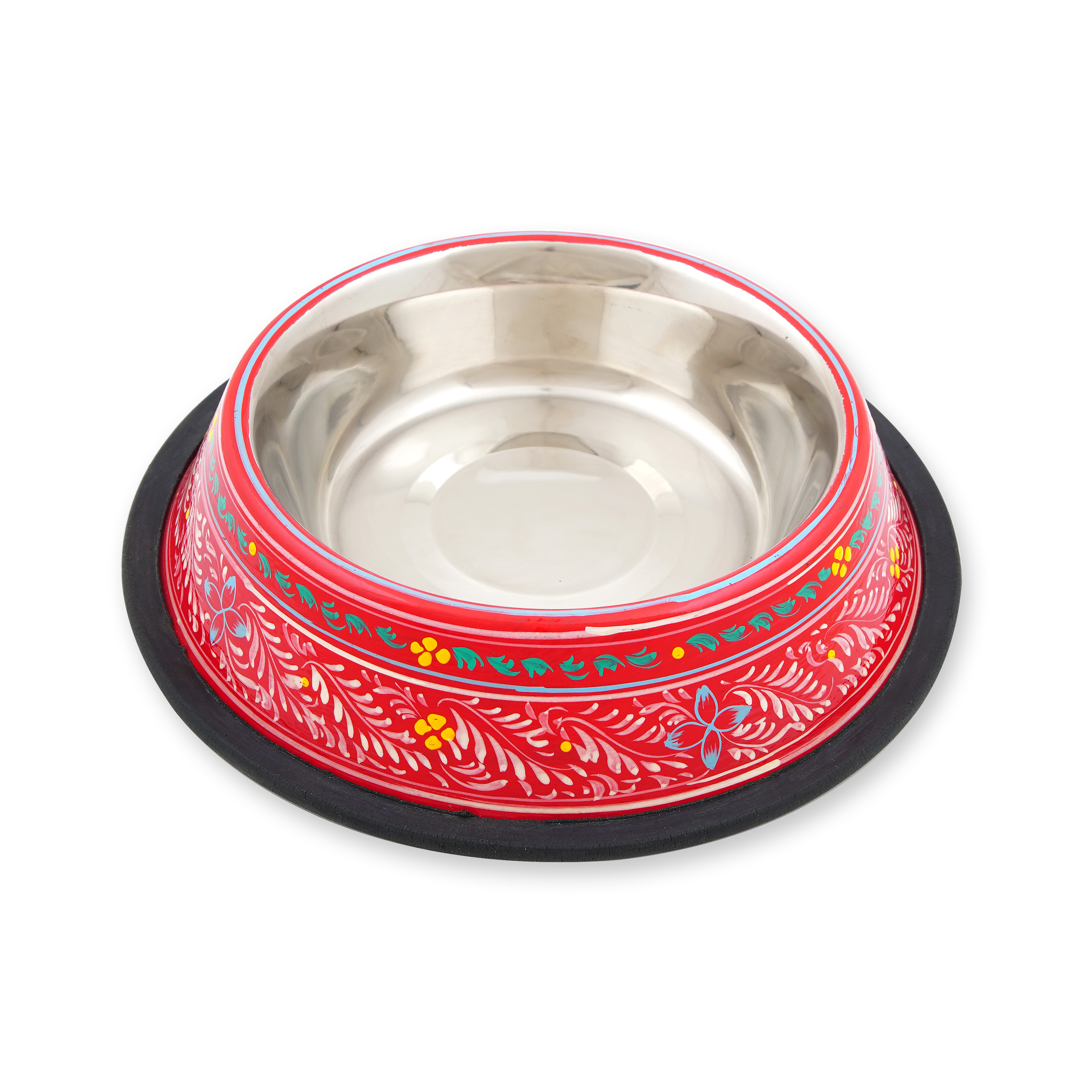Hand Painted Pet Food Bowl: Red leaf