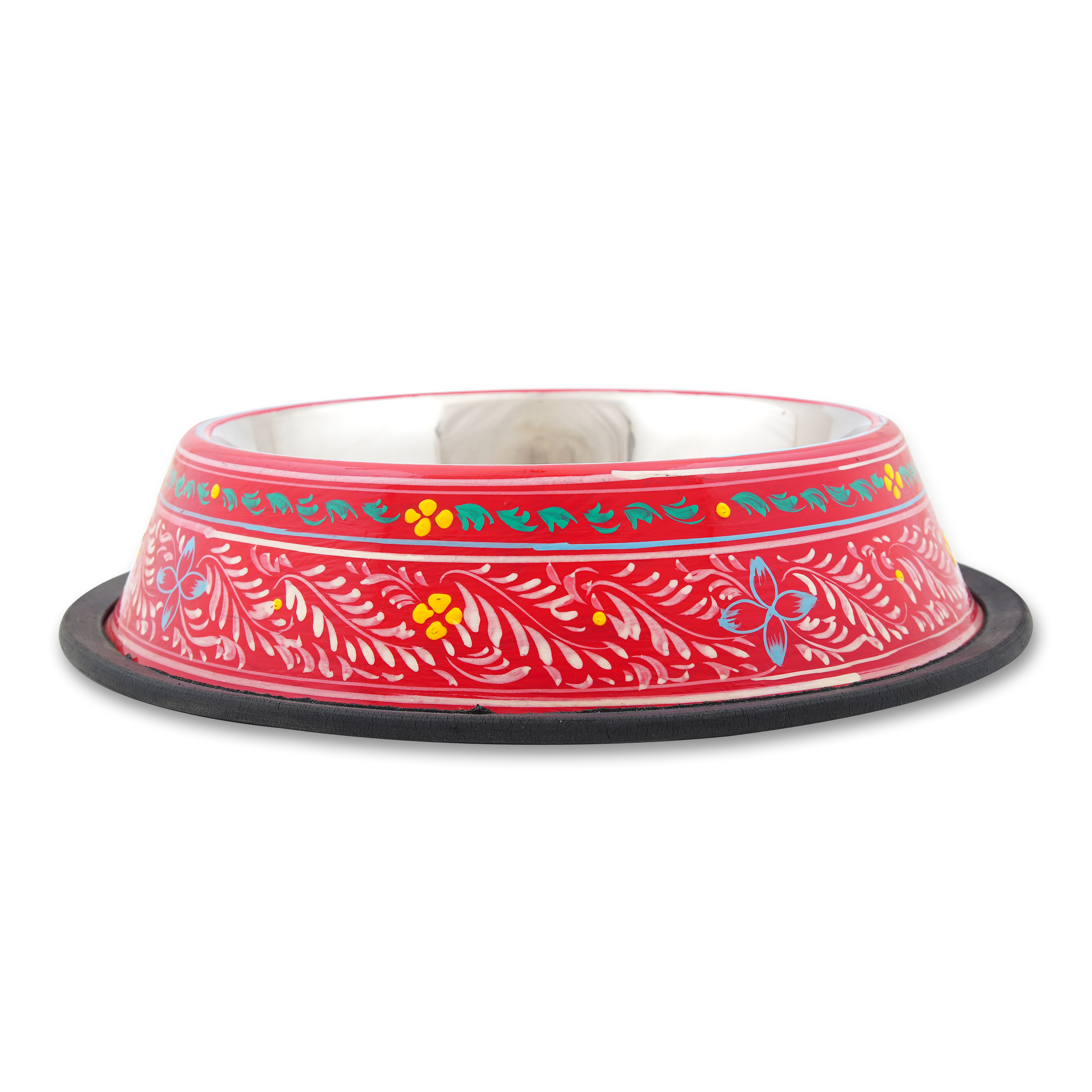 Hand Painted Pet Food Bowl: Red leaf