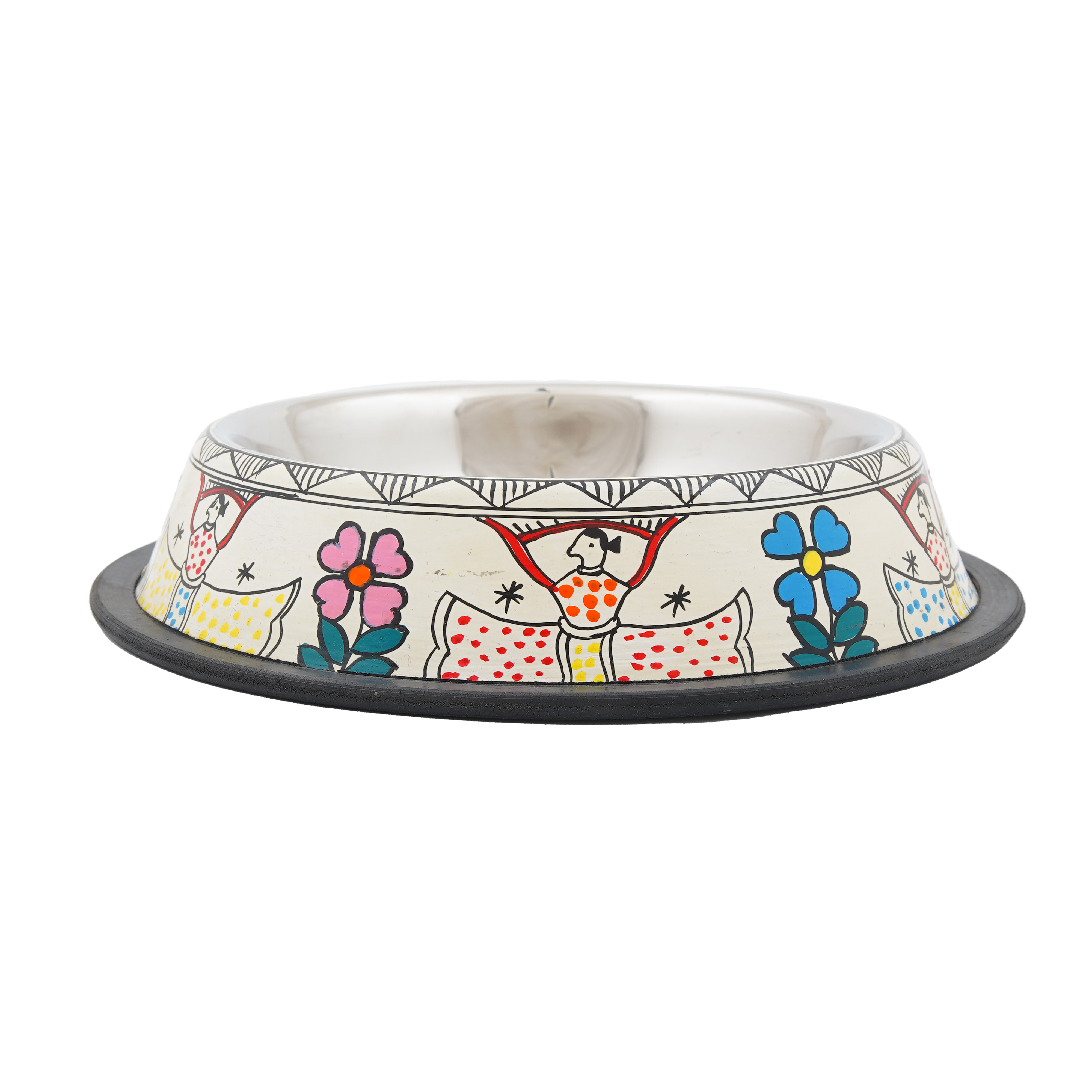 Hand Painted Pet Food Bowl: White Doll