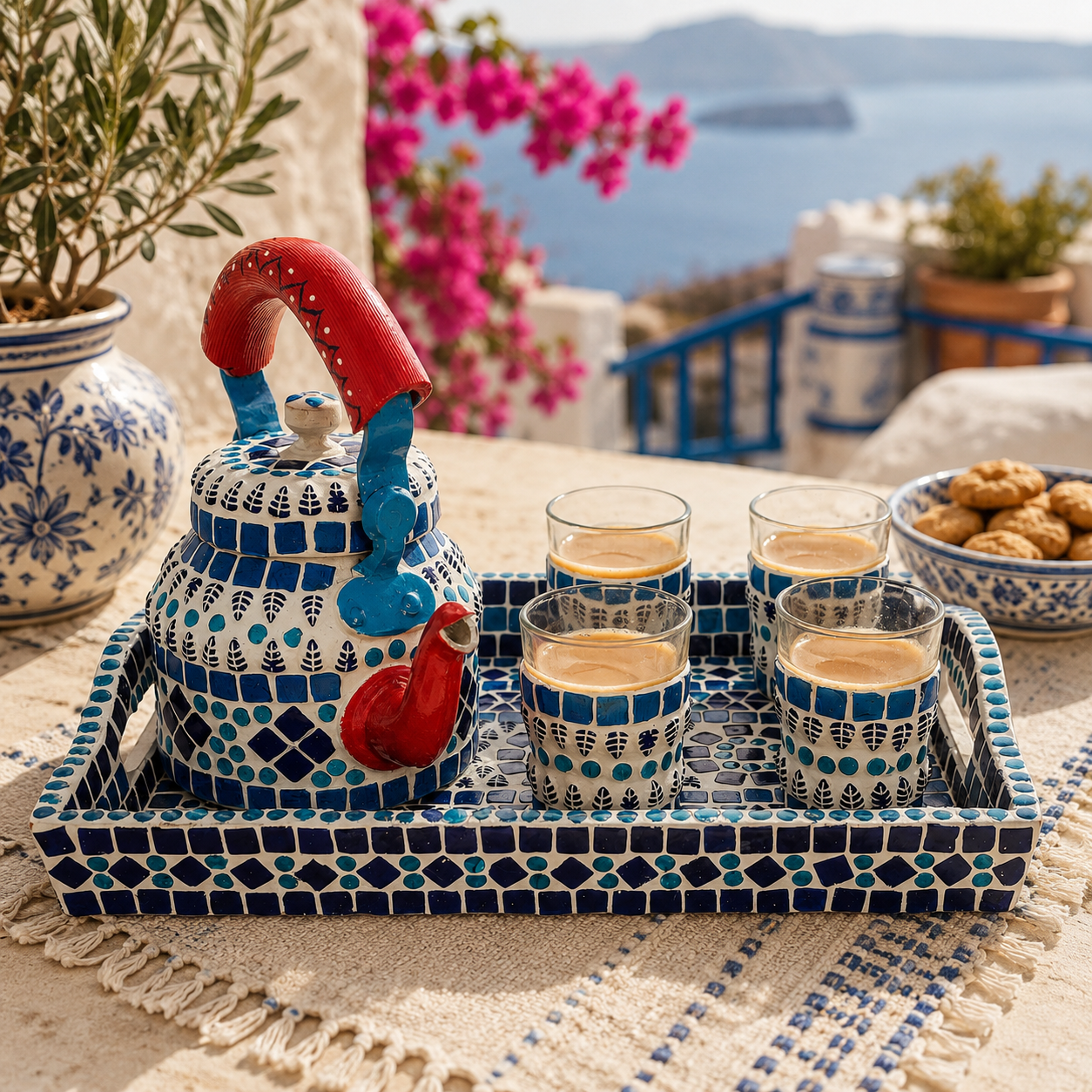 Mosaic Tea set: Blue