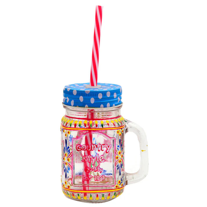 Hand Painted Mason Jar - Sipper- "Cool" Sheetal Hand Painted Mason Jar - Sipper- "Cool" Sheetal