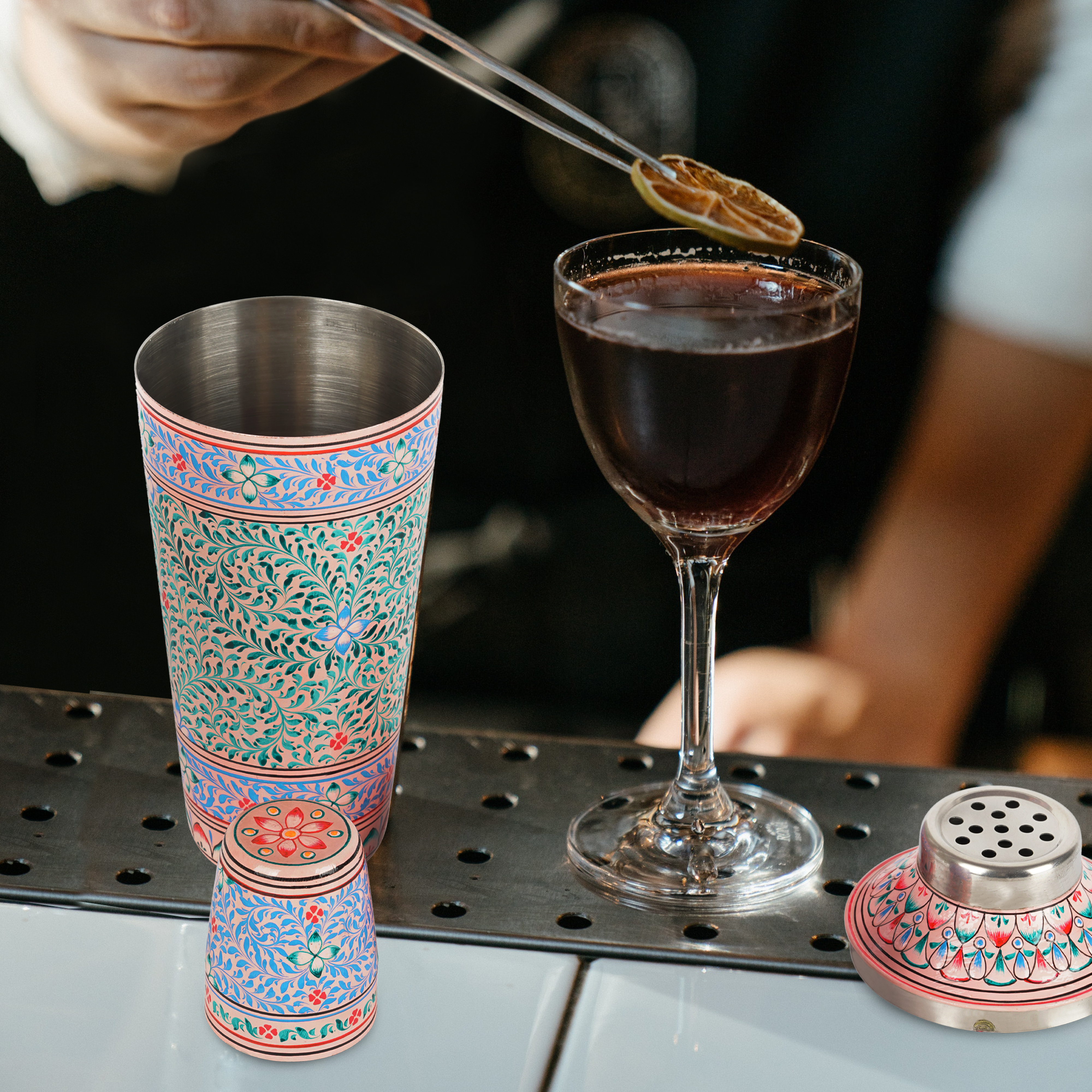 Hand Painted Cocktail Maker Set: Elegant