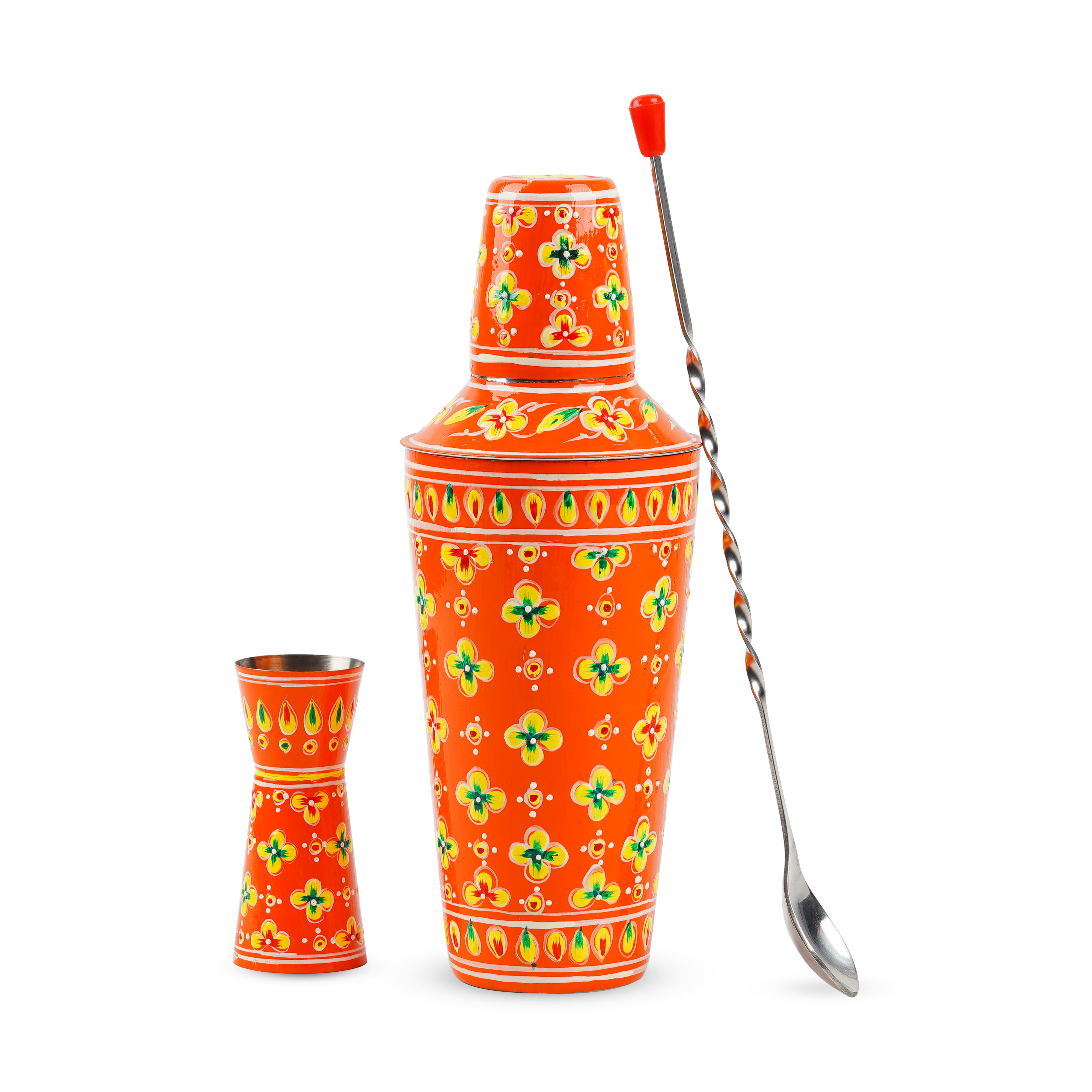 Hand Painted Cocktail Shaker Tangy Orange