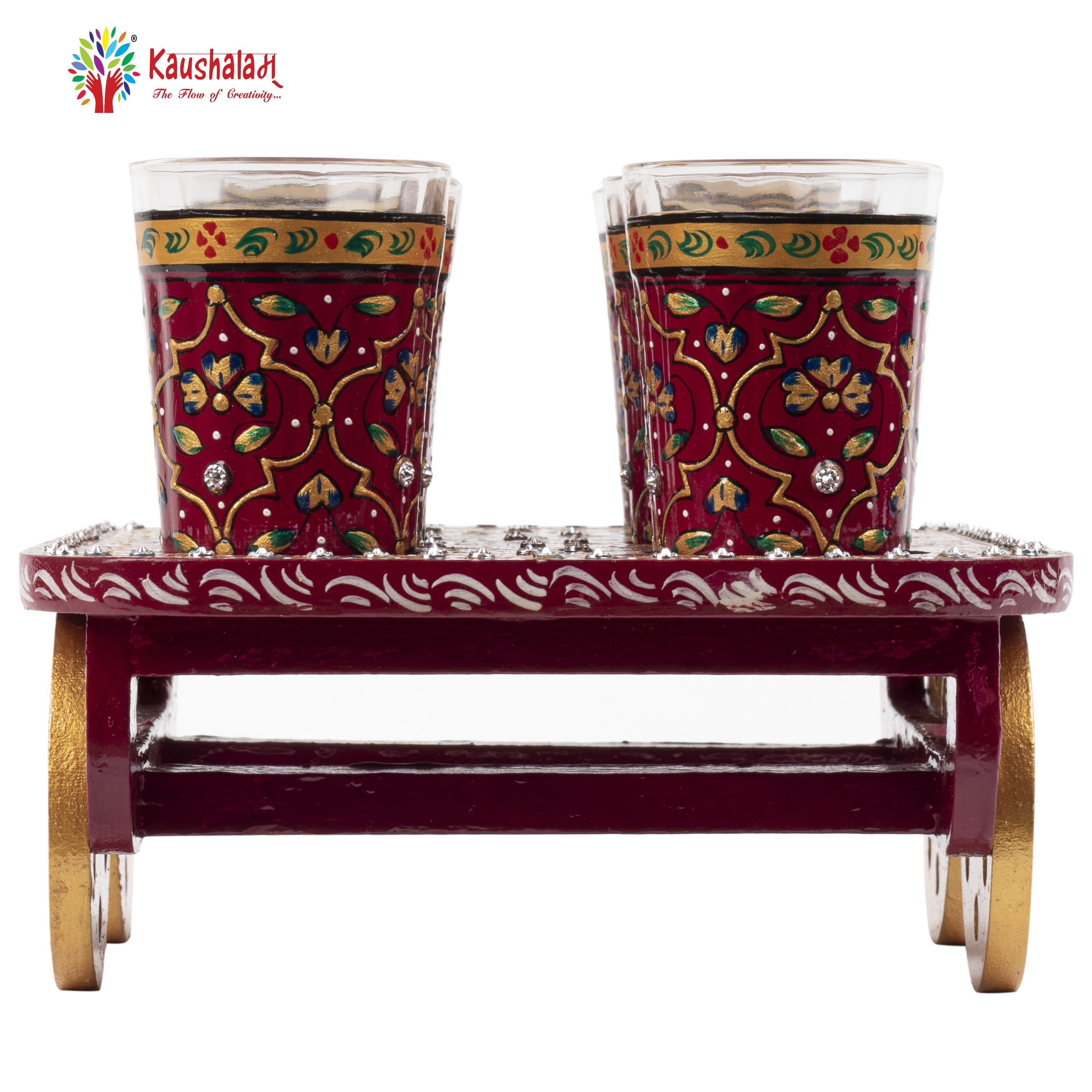 Hand Painted Tea Cart Set: Meraki