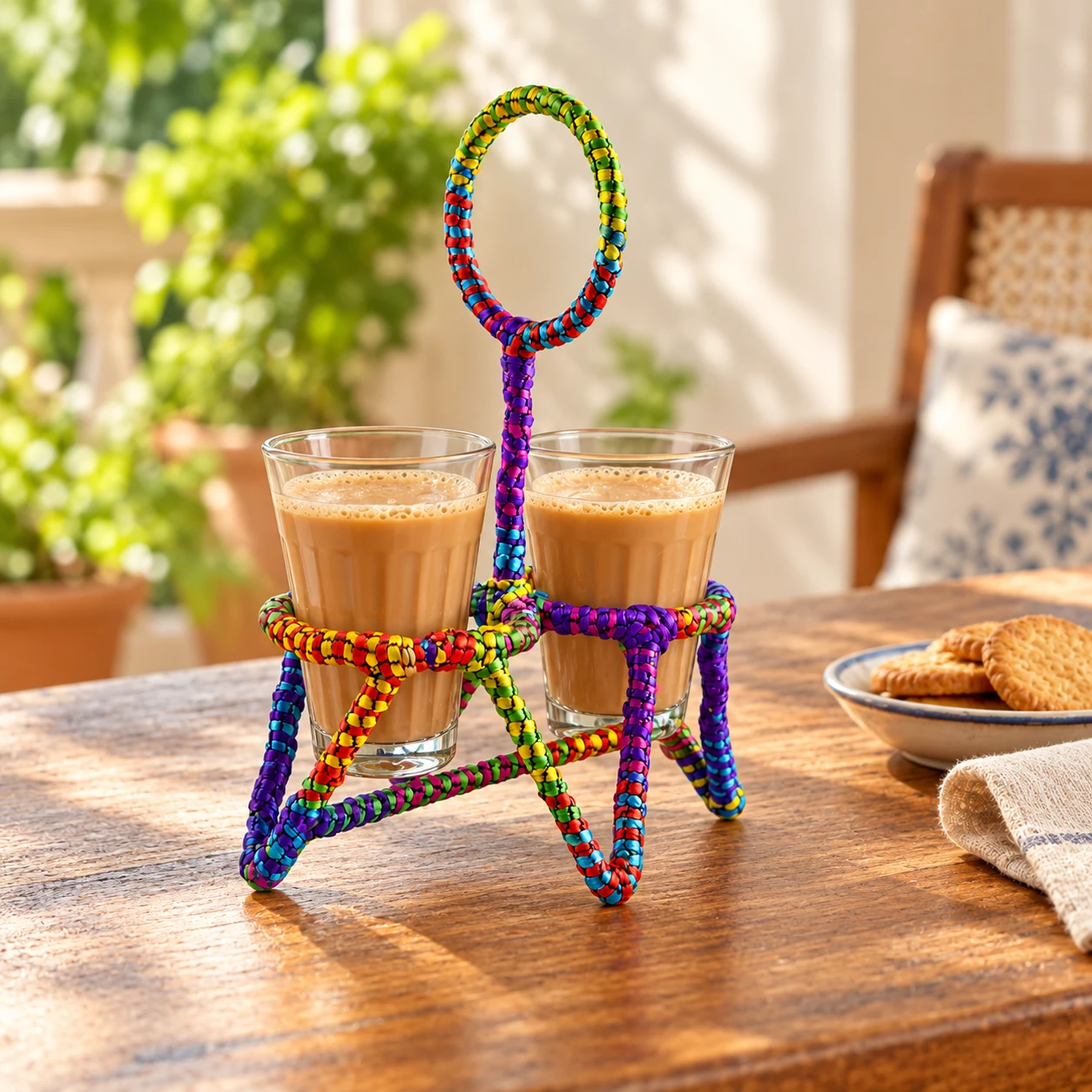 Tea Glass Stand for two glasses : Rainbow