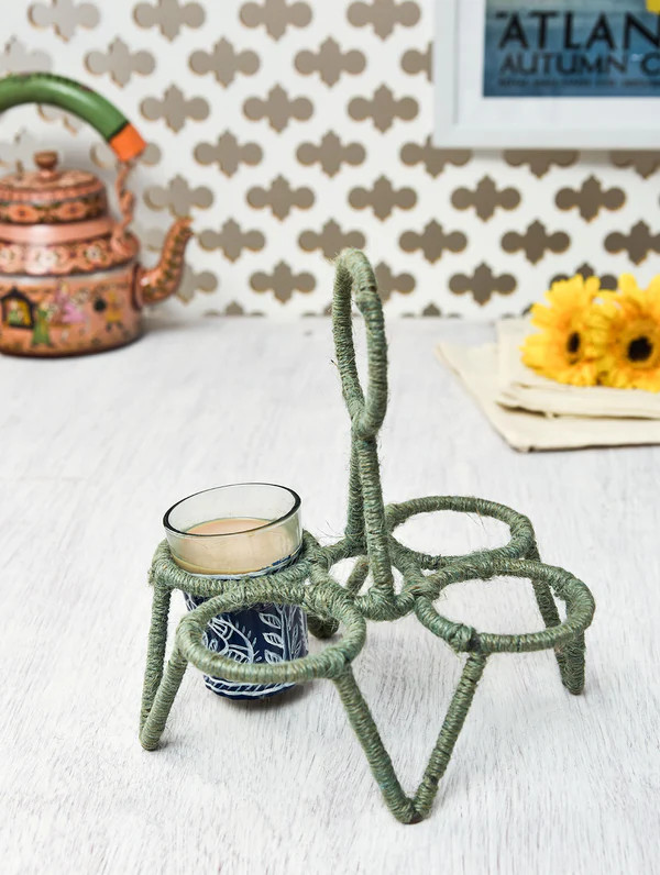 Tea Glass Stand Four CHIKA: GREEN Tea Glass Stand Four CHIKA: GREEN