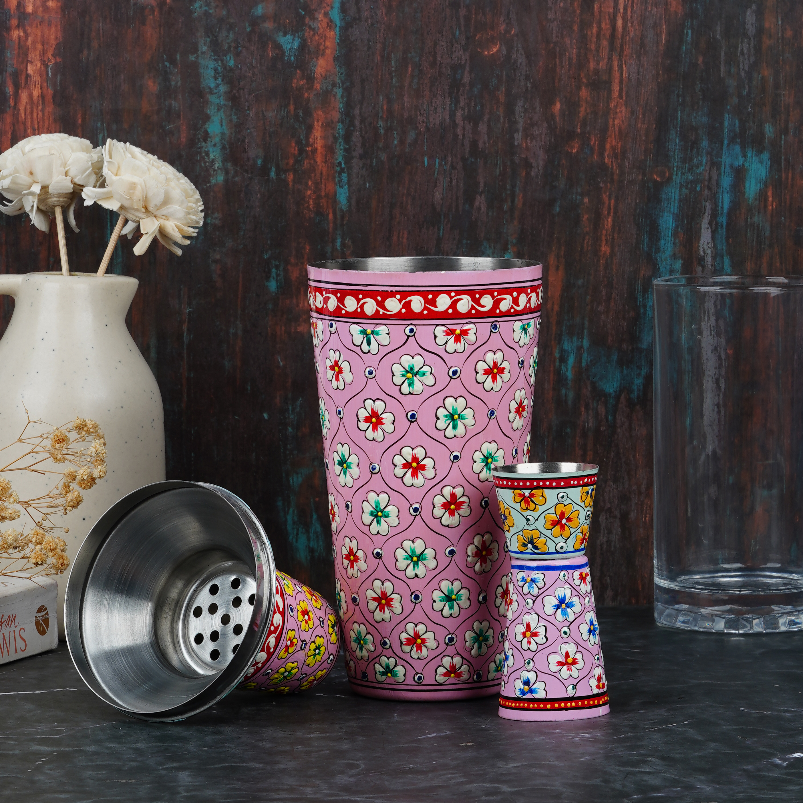 Hand Painted Cocktail Shaker : Cosmopolitan