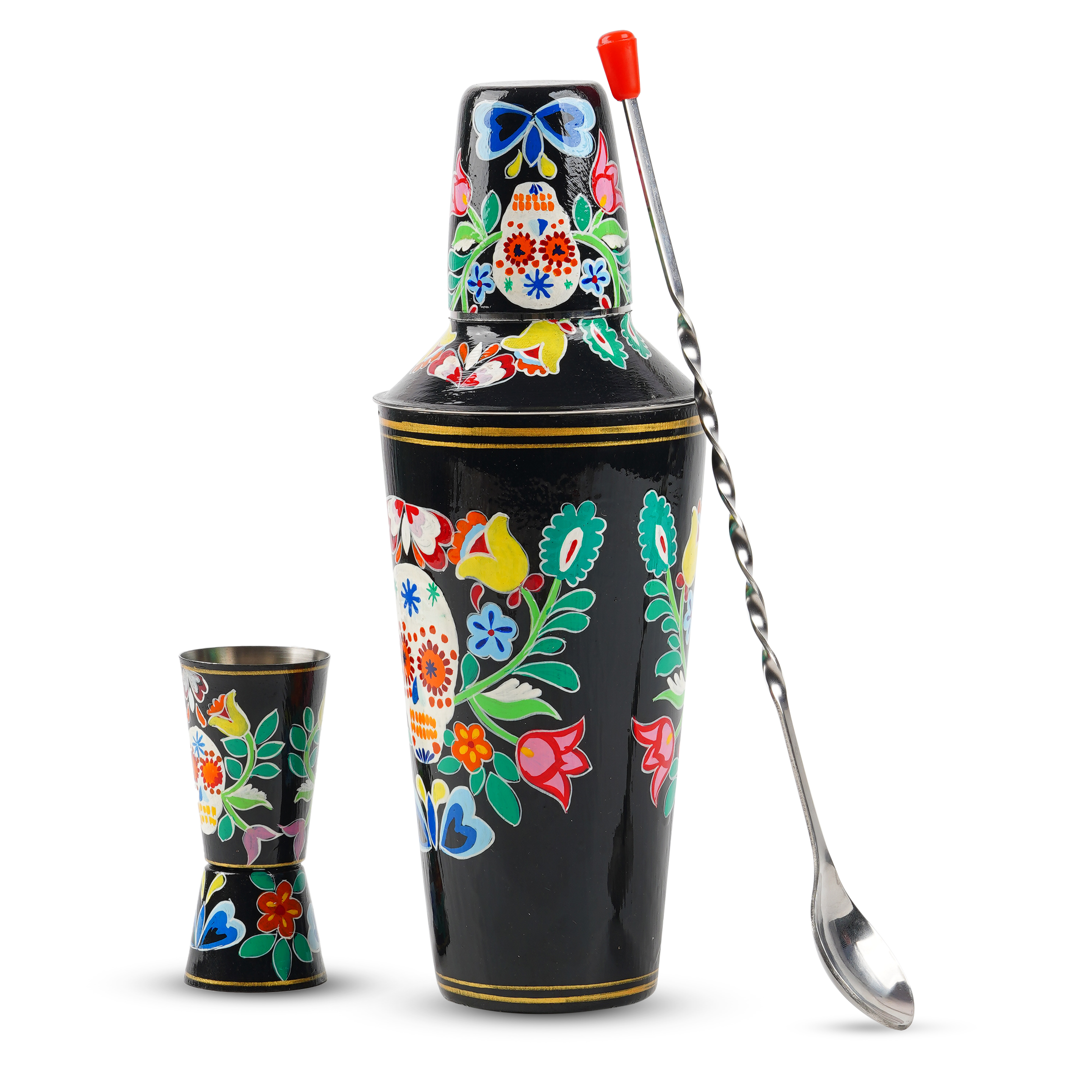 Hand Painted Cocktail Shaker : Skull