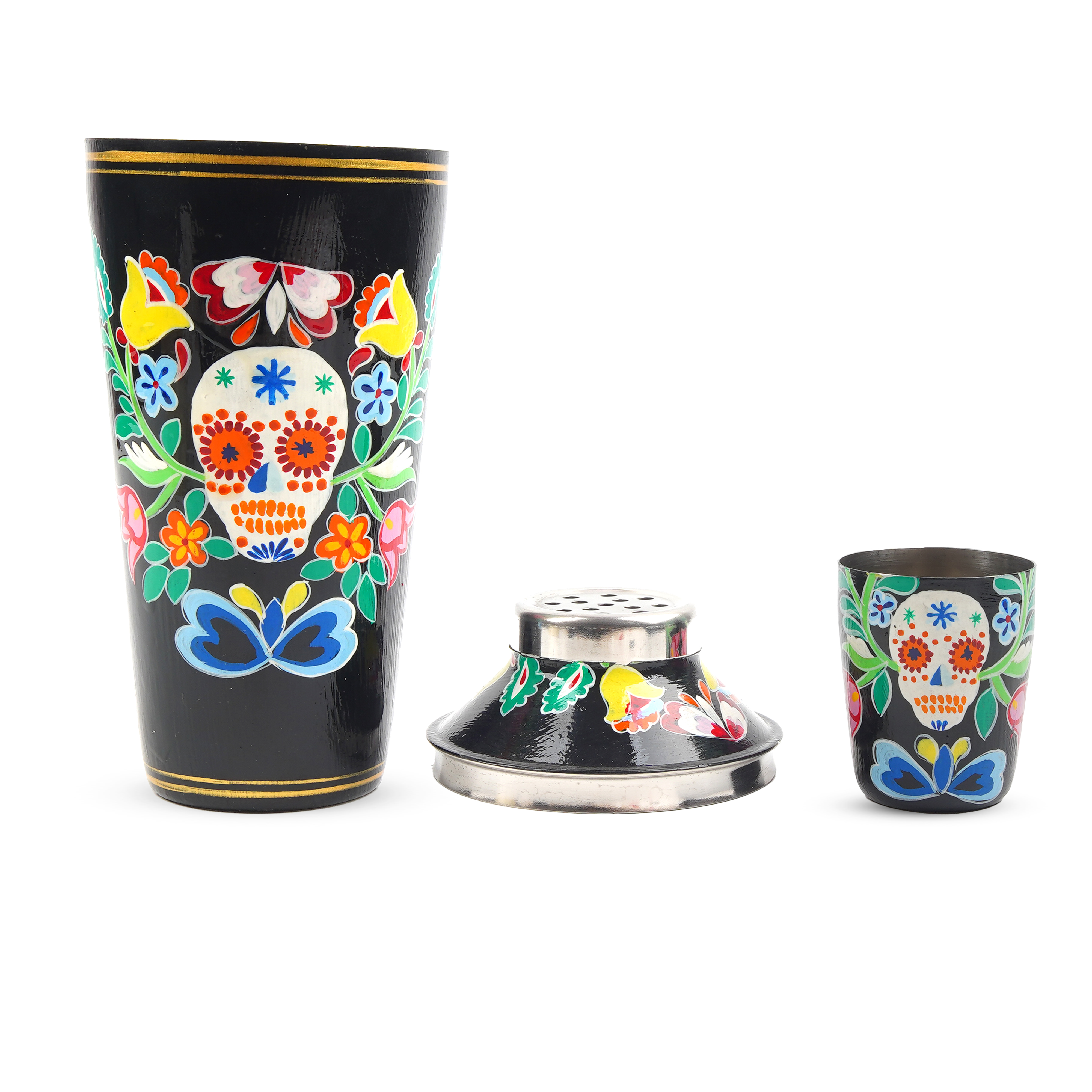 Hand Painted Cocktail Shaker : Skull