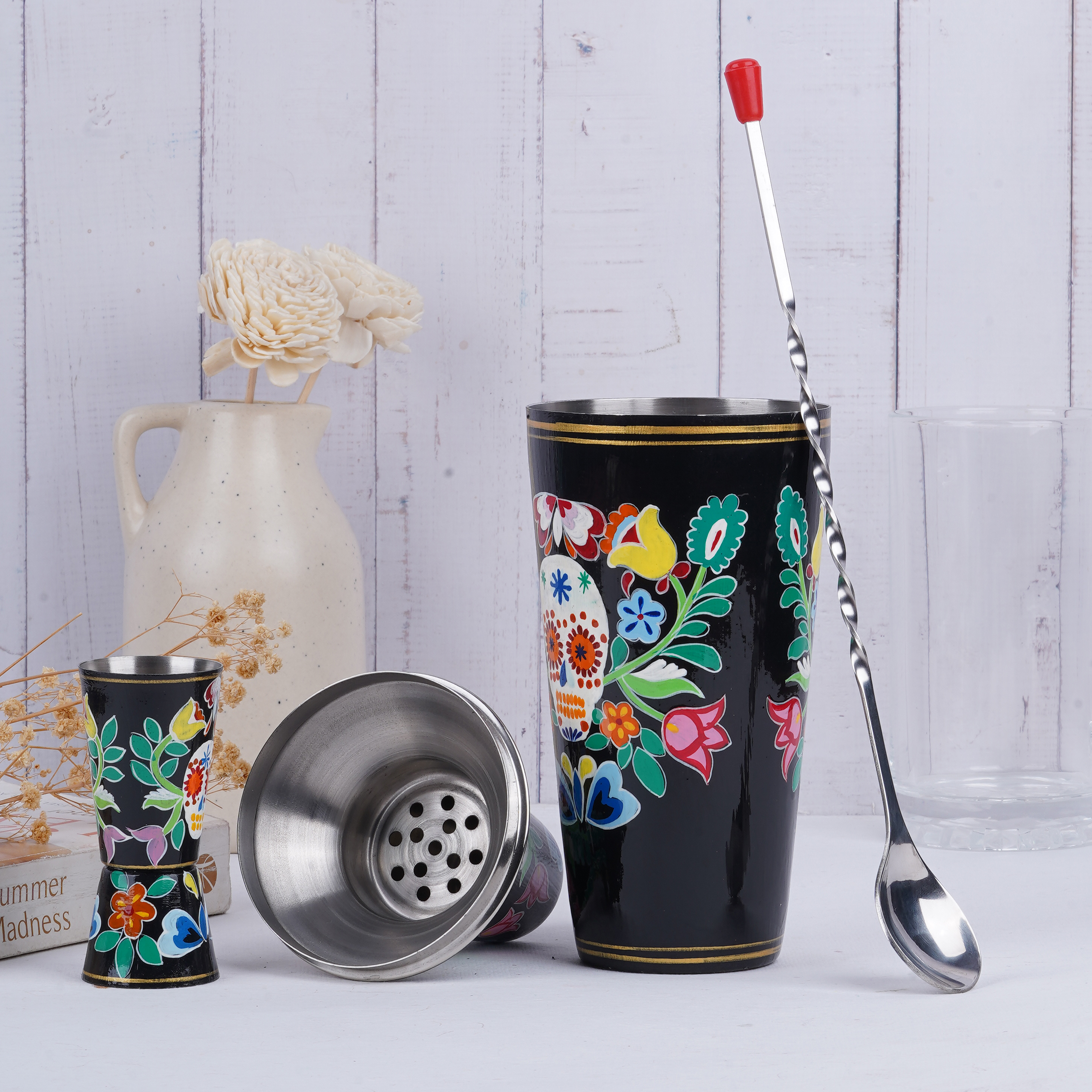 Hand Painted Cocktail Shaker : Skull