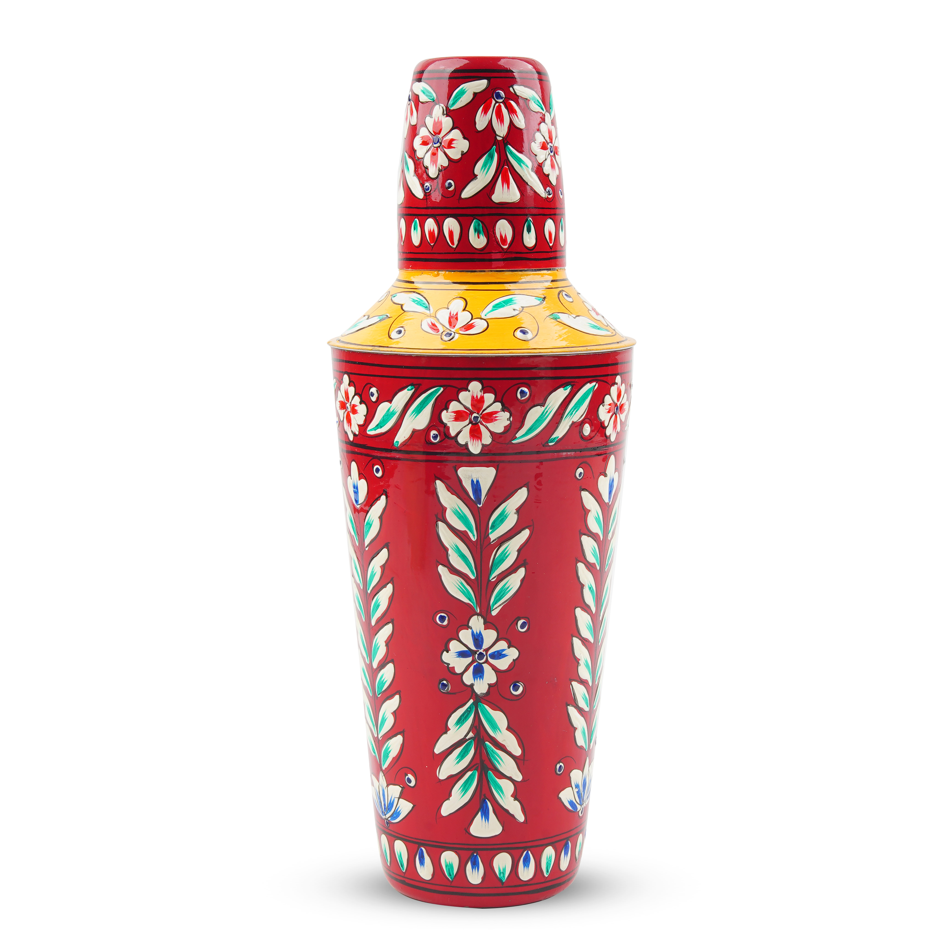 Hand Painted Cocktail Shaker : Red & Yellow