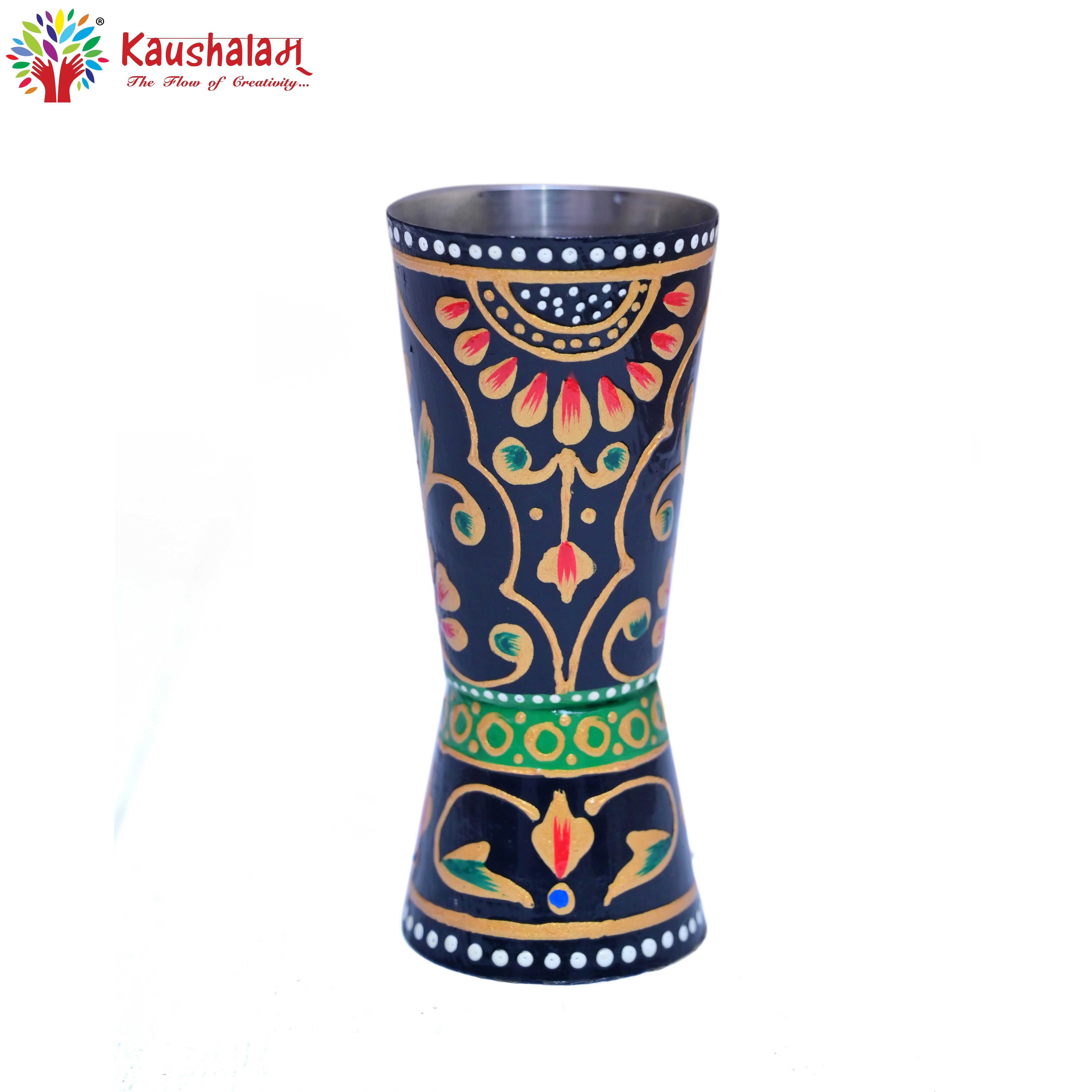 Hand Painted Jigger: Sprit Measure, Peg Measure: Black Magic