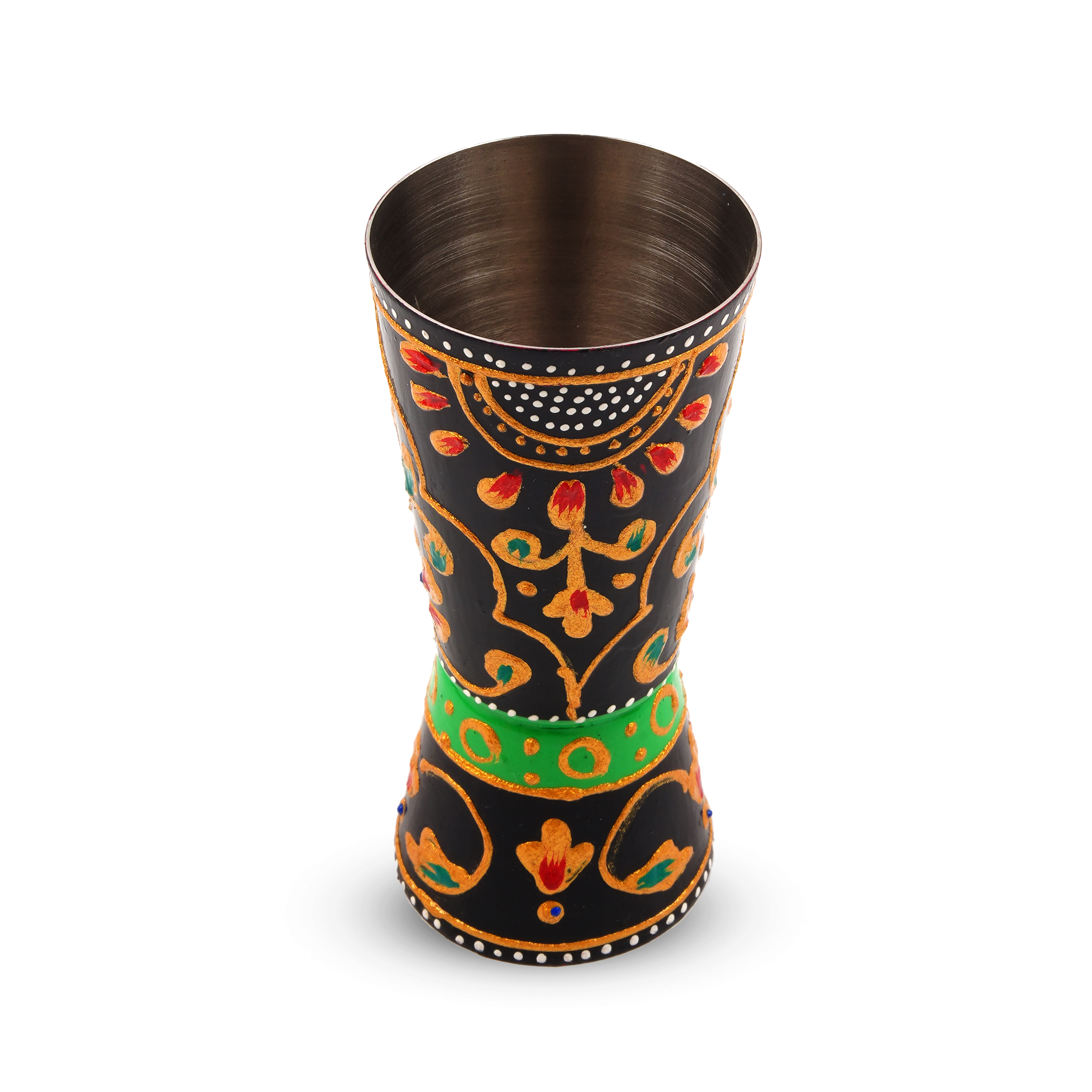 Hand Painted Jigger: Sprit Measure, Peg Measure: Black Magic