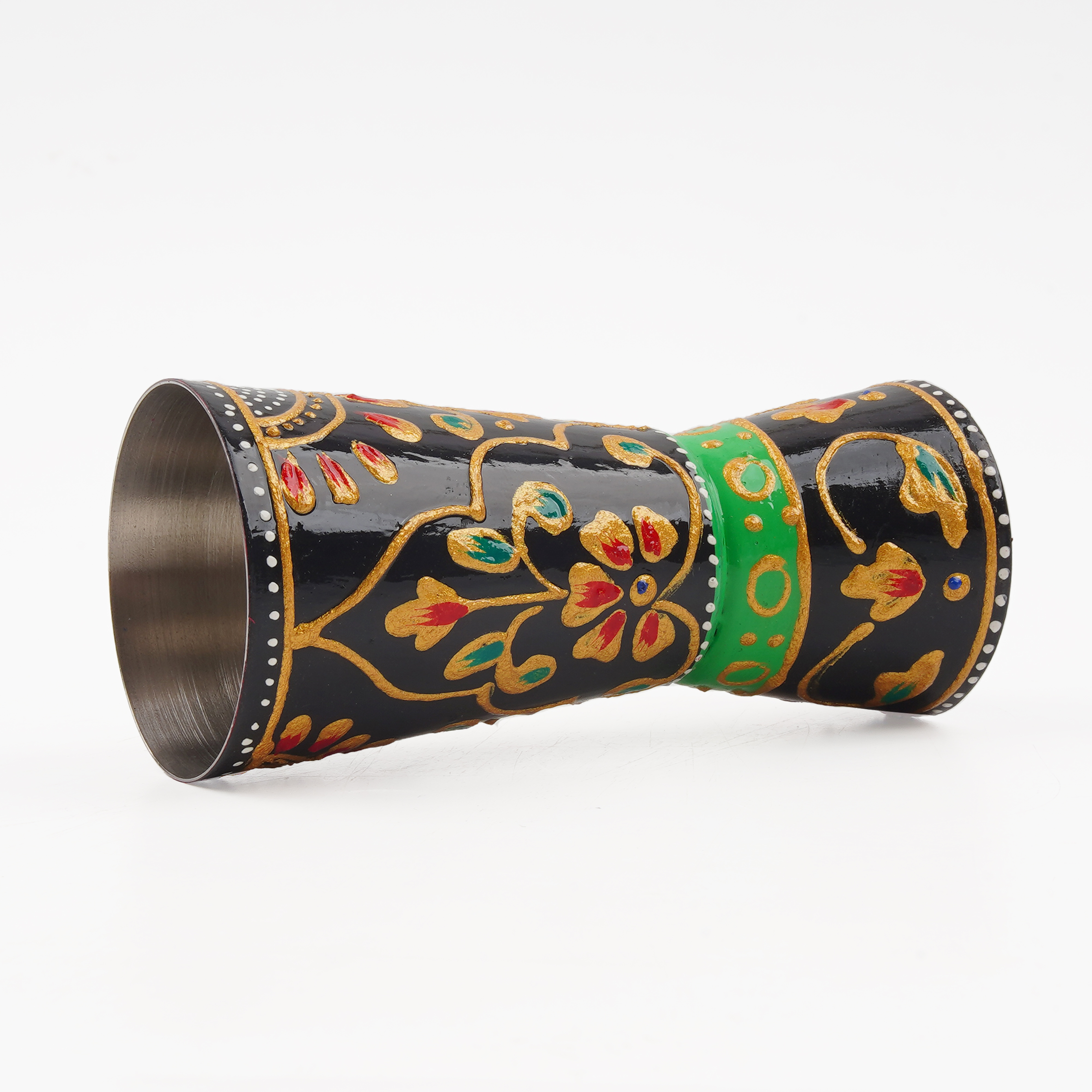 Hand Painted Jigger: Sprit Measure, Peg Measure: Black Magic