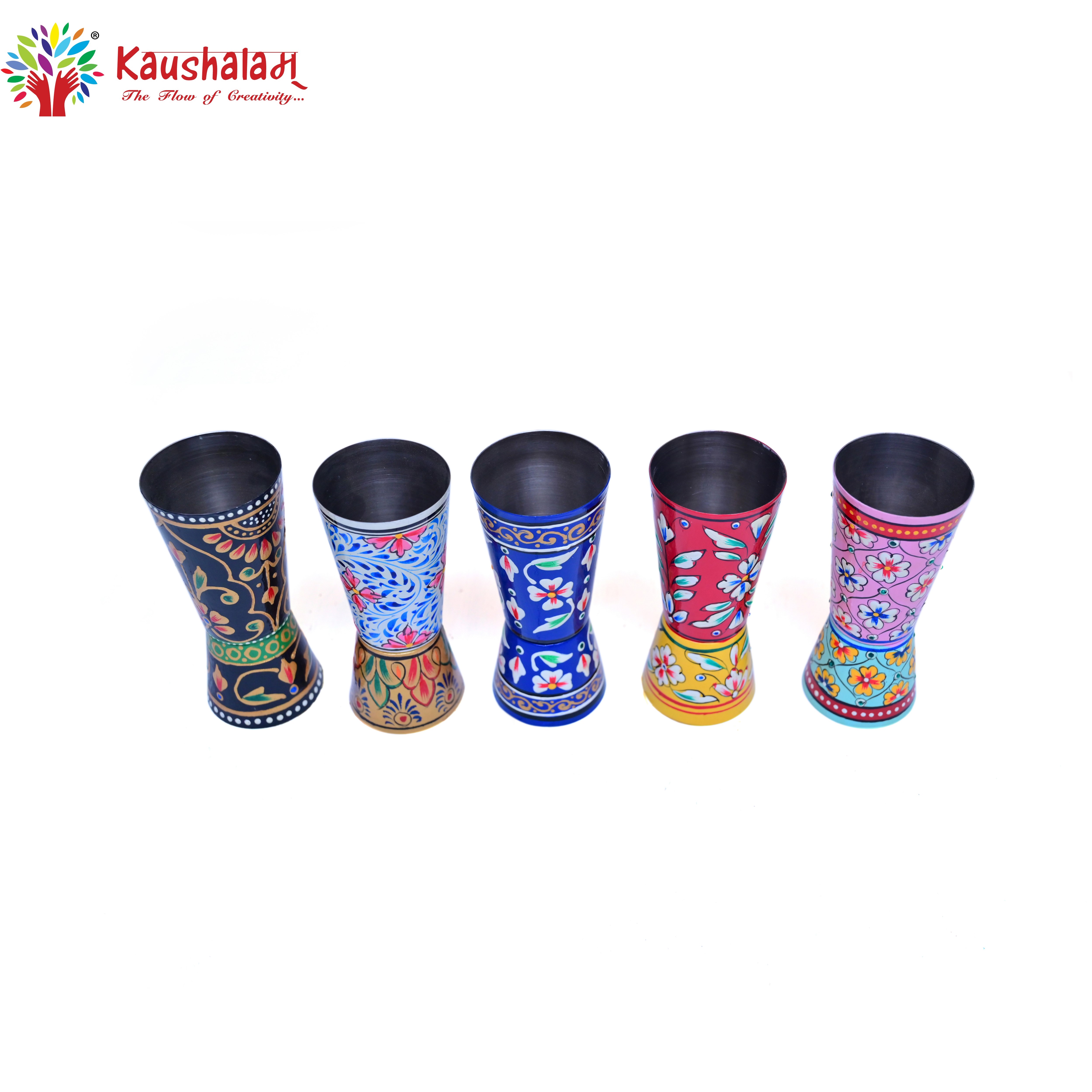 Hand Painted Jigger: Sprit Measure, Peg Measure: Set 5 Mix Color Pegs