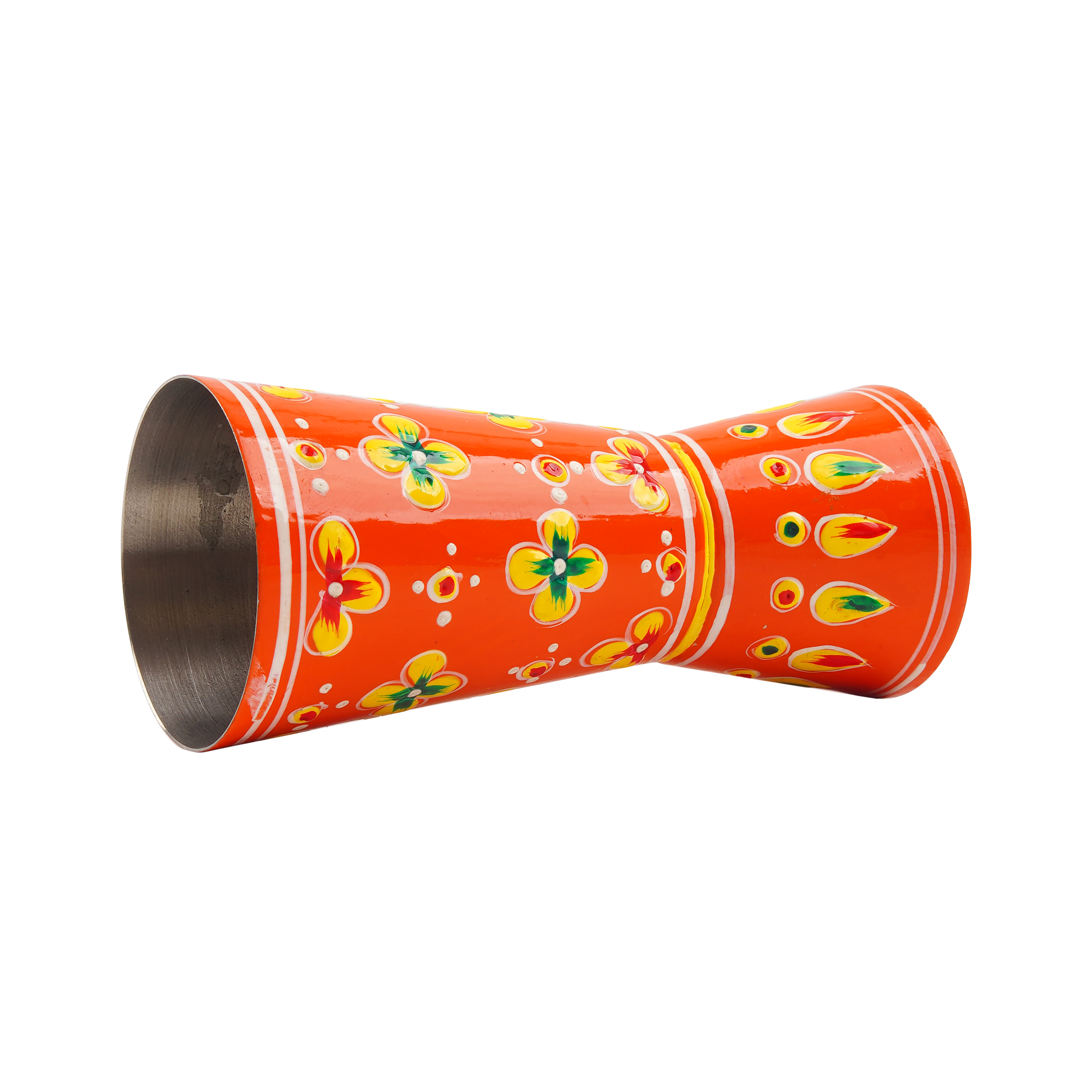 Hand Painted Jigger: Sprit Measure, Peg Measure: Orange