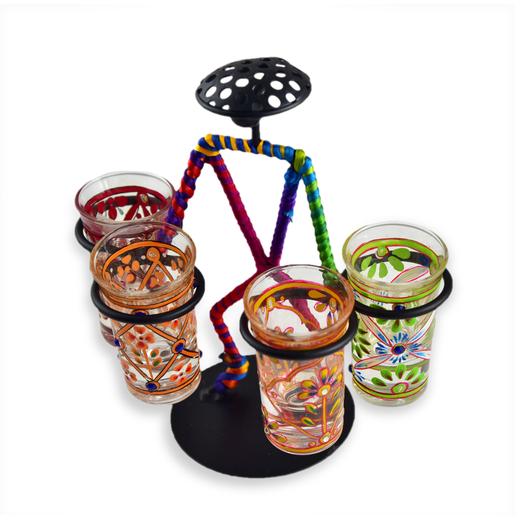 Shot Glass Stand for 4 glasses: Man Shaped Iron Shot Glass stand