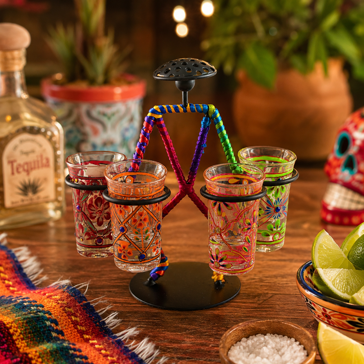 Mr. Shots : Handmade Shot Glass Stand for 4 Glasses