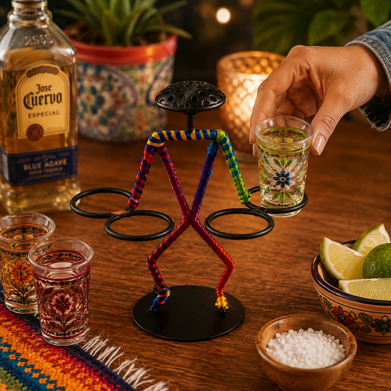 Mr. Shots : Handmade Shot Glass Stand for 4 Glasses