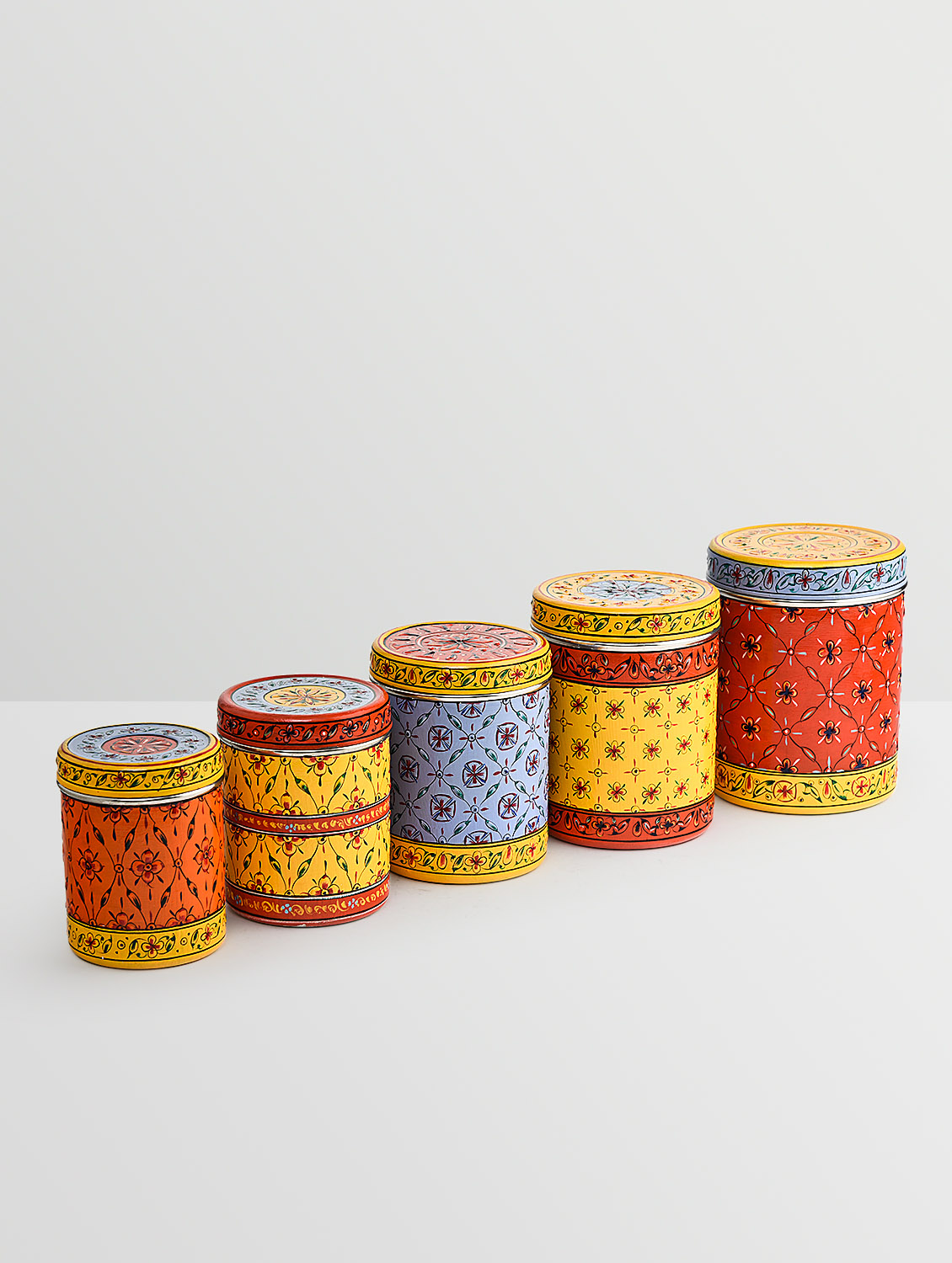 RANGREZ – Hand-Painted Stainless Steel Canister Set (Set of 5)