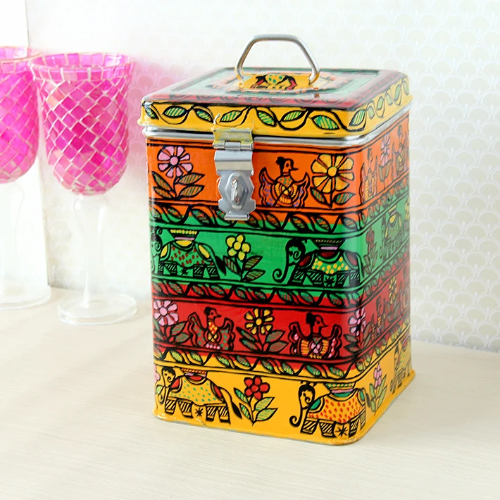 Hand-Painted Stainless Steel Cookie Jar – Traditional Peepa Style
