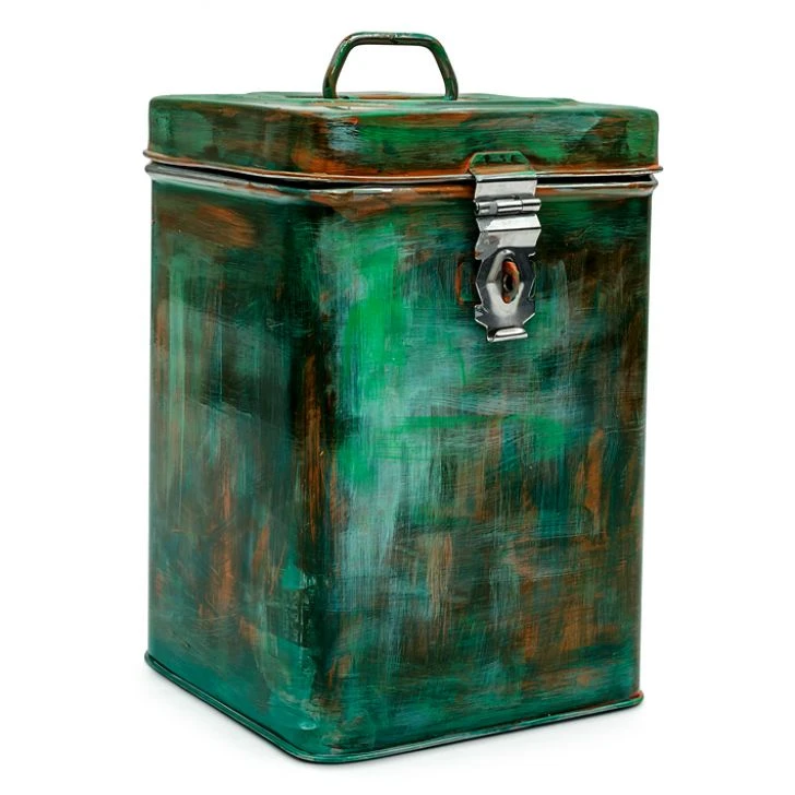 Hand Painted  Canister | Rustic Green Peepa